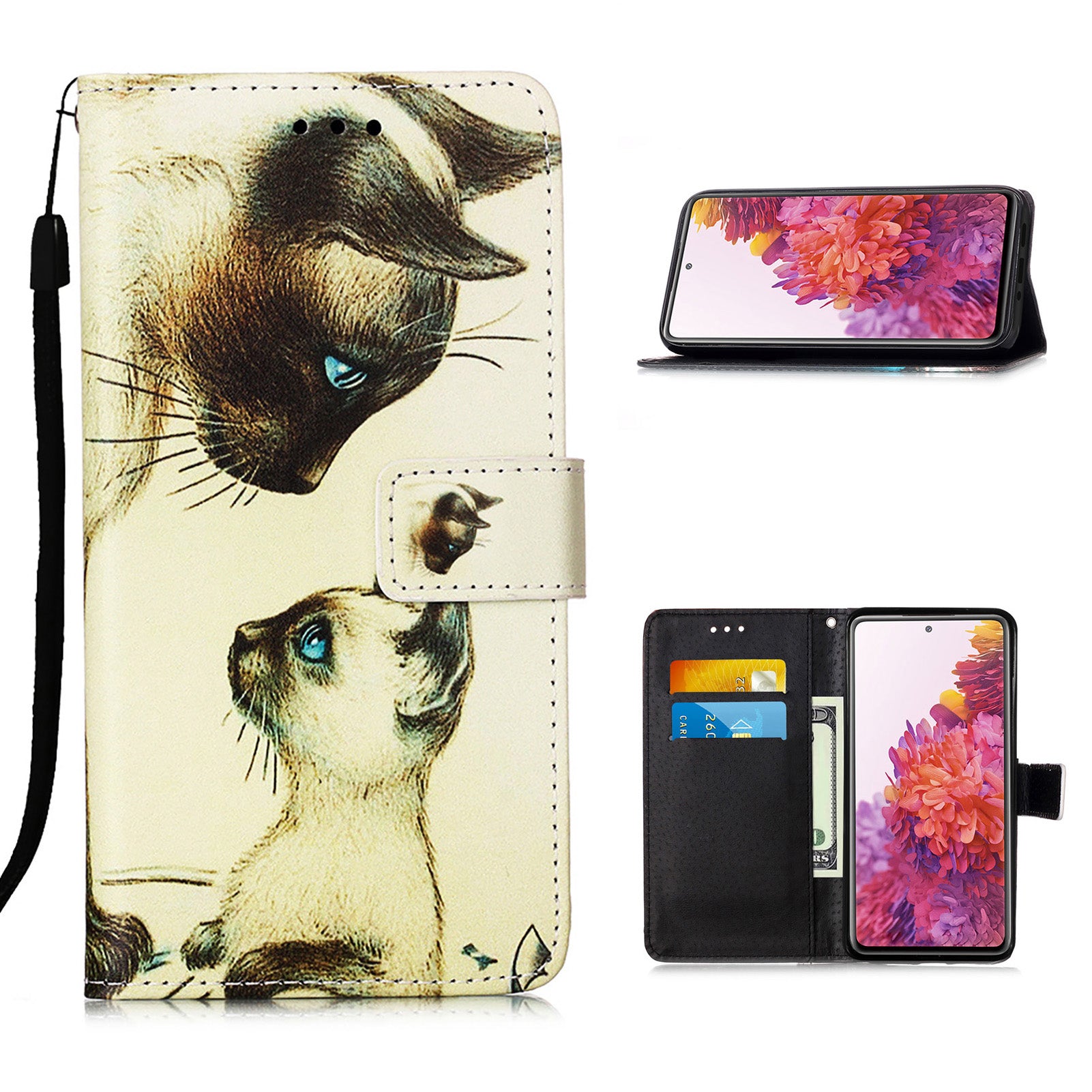 Pattern Printing Leather Wallet Stand Case for Samsung Galaxy S20 FE 4G/FE 5G/S20 Lite/S20 FE 2022 - Two Cats