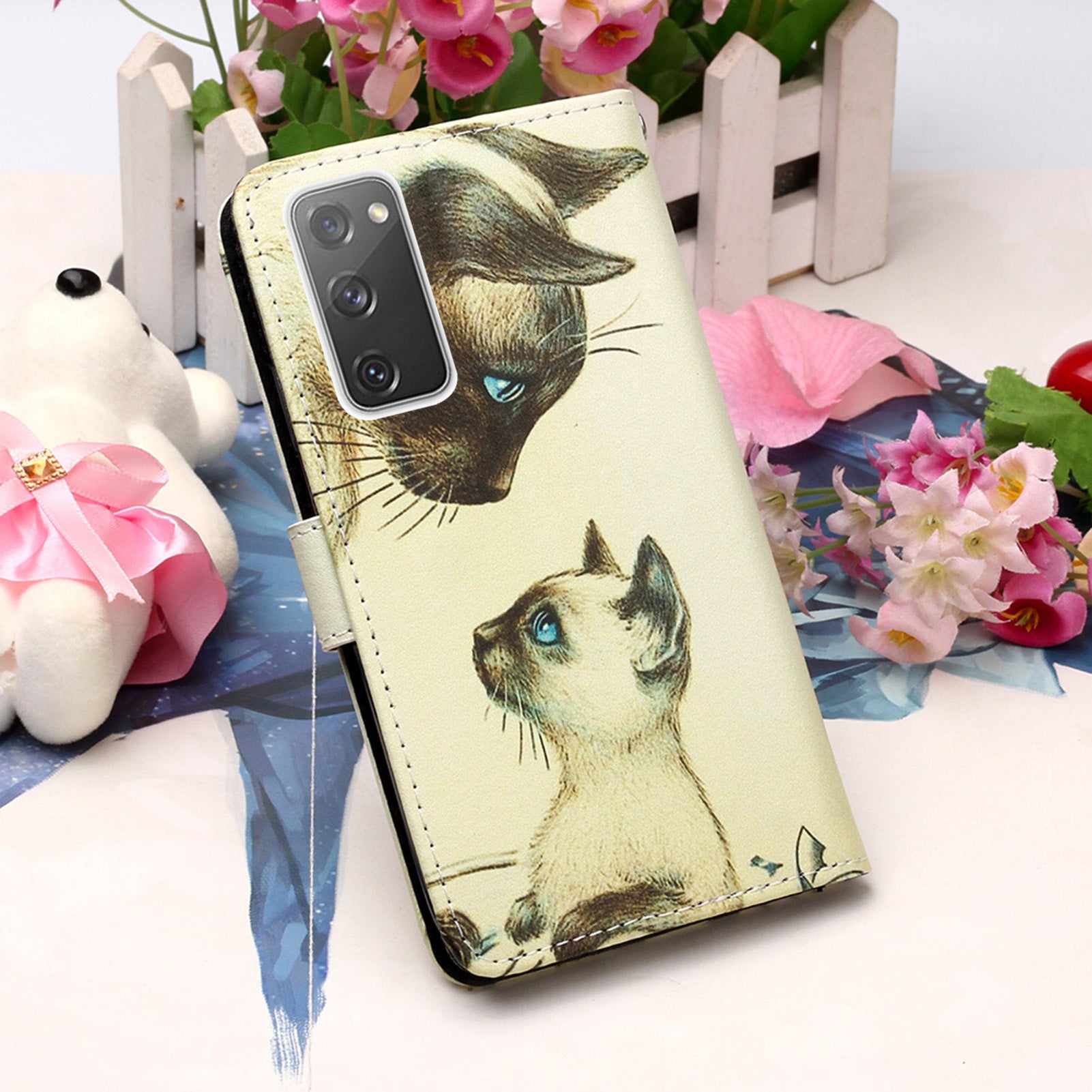 Pattern Printing Leather Wallet Stand Case for Samsung Galaxy S20 FE 4G/FE 5G/S20 Lite/S20 FE 2022 - Two Cats