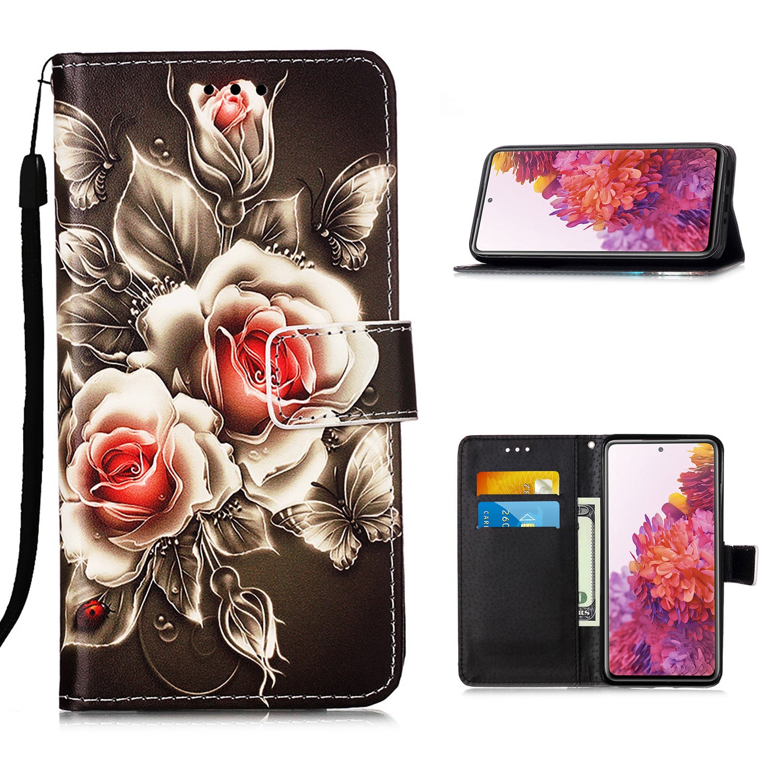 Pattern Printing Leather Wallet Stand Case for Samsung Galaxy S20 FE 4G/FE 5G/S20 Lite/S20 FE 2022 - Vivid Flower