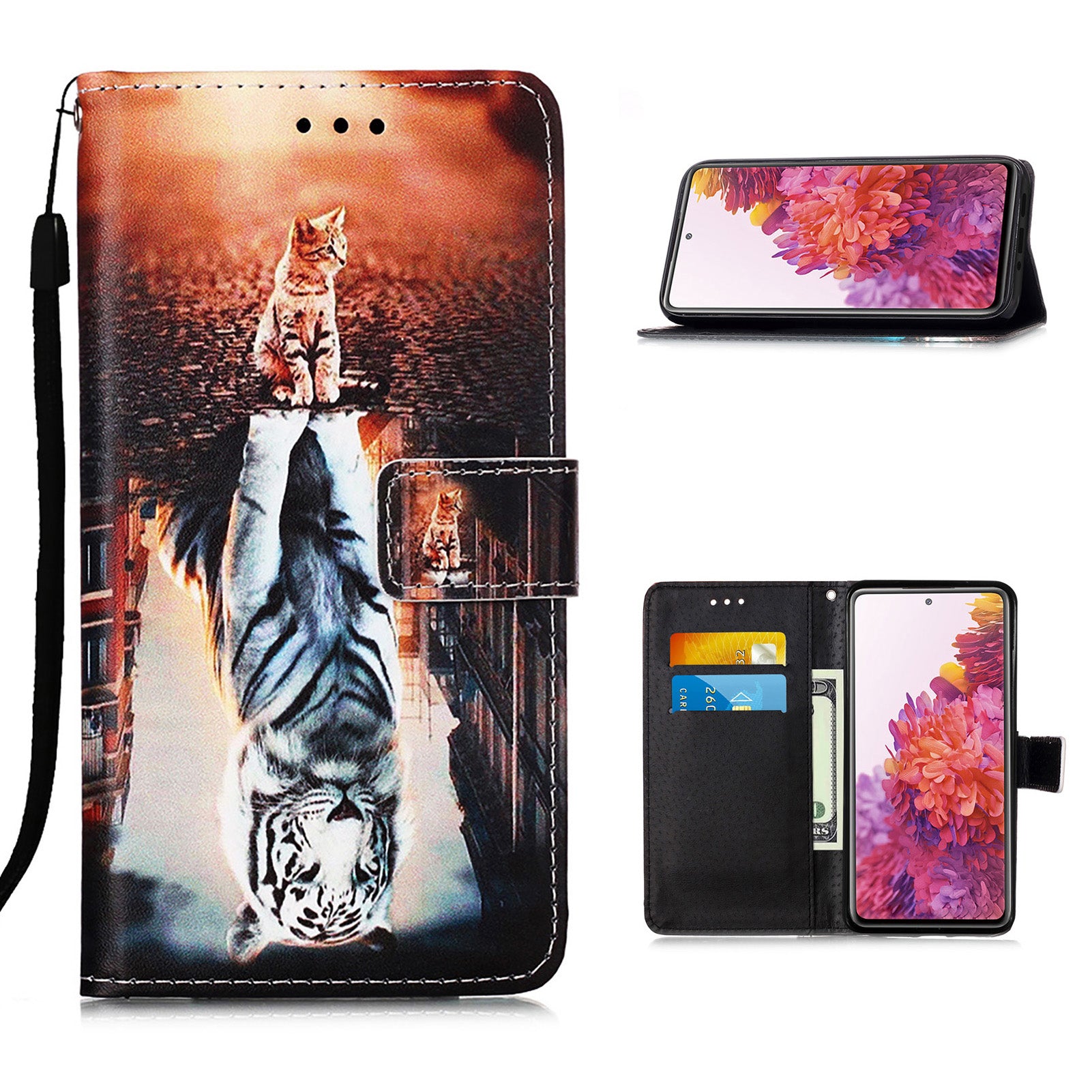 Pattern Printing Leather Wallet Stand Case for Samsung Galaxy S20 FE 4G/FE 5G/S20 Lite/S20 FE 2022 - Reflection