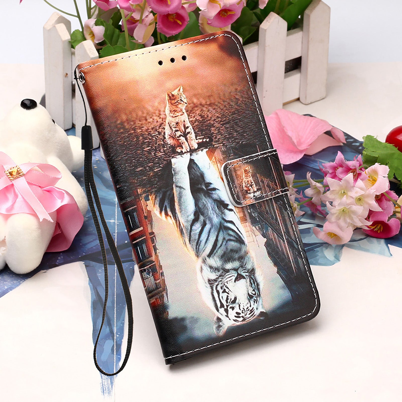 Pattern Printing Leather Wallet Stand Case for Samsung Galaxy S20 FE 4G/FE 5G/S20 Lite/S20 FE 2022 - Reflection