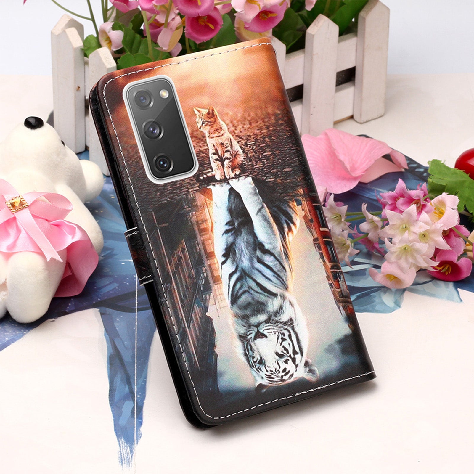 Pattern Printing Leather Wallet Stand Case for Samsung Galaxy S20 FE 4G/FE 5G/S20 Lite/S20 FE 2022 - Reflection