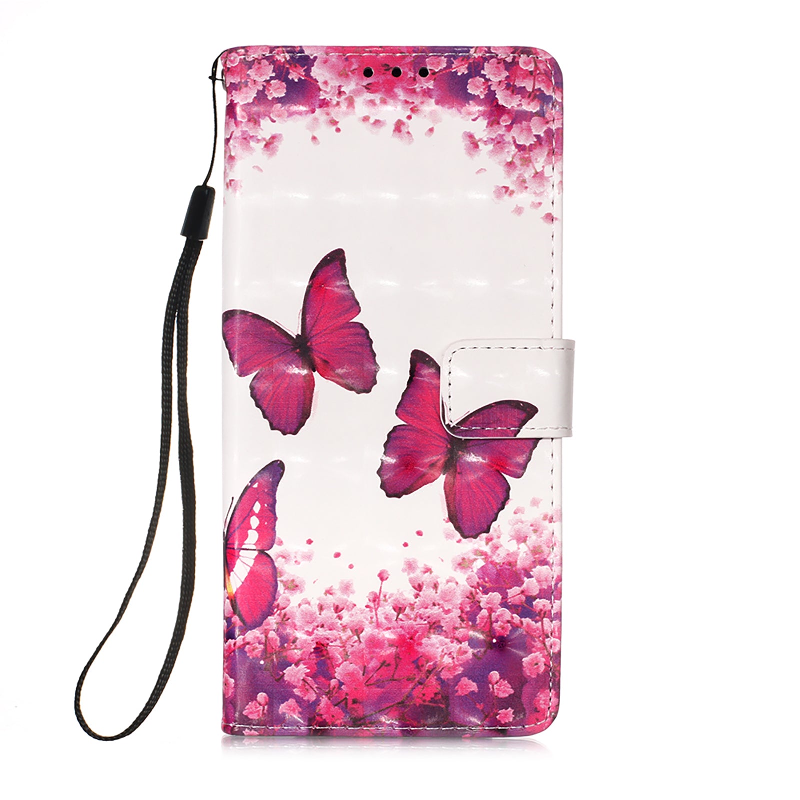 Light Spot Decor Pattern Printing Wallet Stand Leather Phone Casing with Strap for Samsung Galaxy S20 FE 4G/FE 5G/S20 Lite/S20 FE 2022 - Rose Butterfly