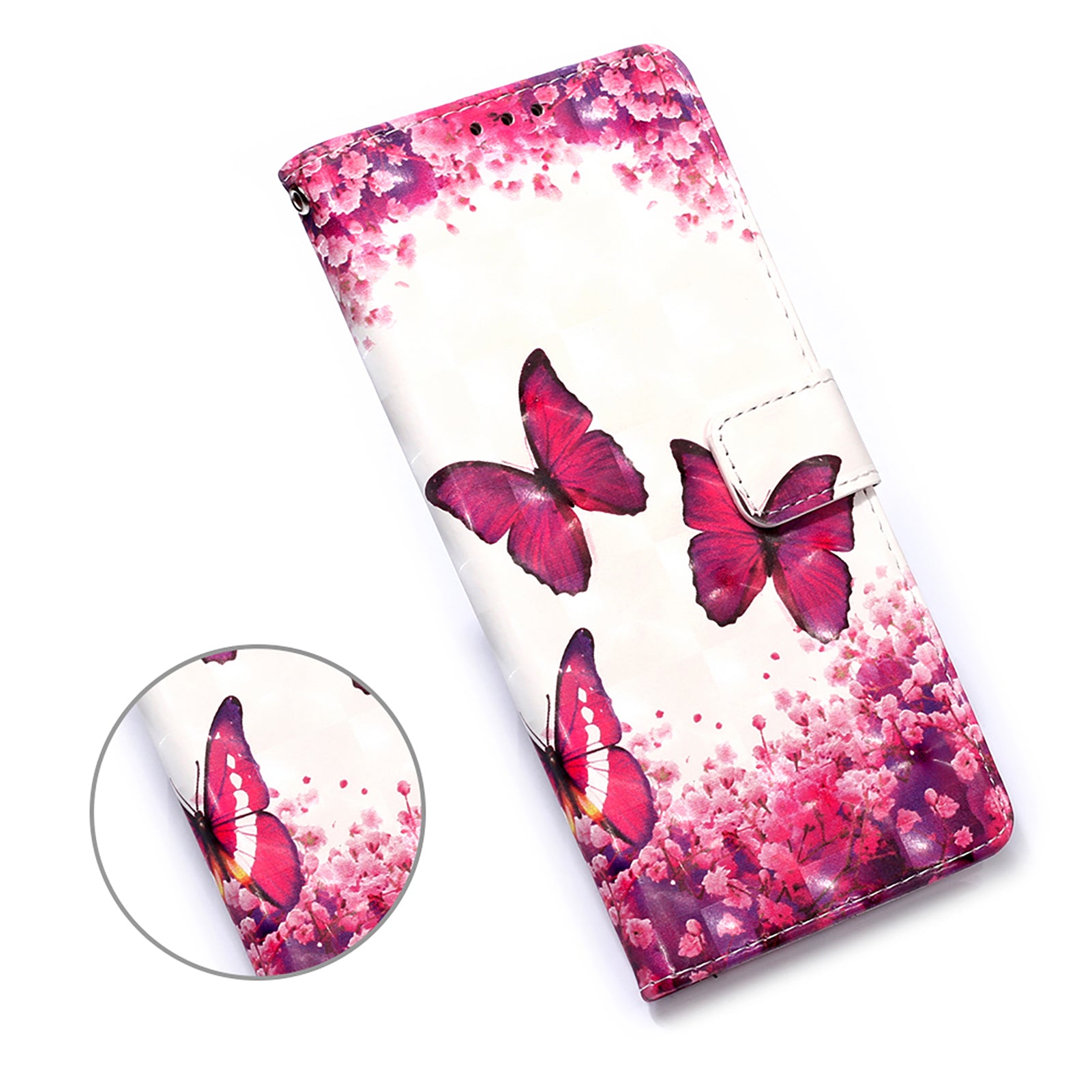 Light Spot Decor Pattern Printing Wallet Stand Leather Phone Casing with Strap for Samsung Galaxy S20 FE 4G/FE 5G/S20 Lite/S20 FE 2022 - Rose Butterfly