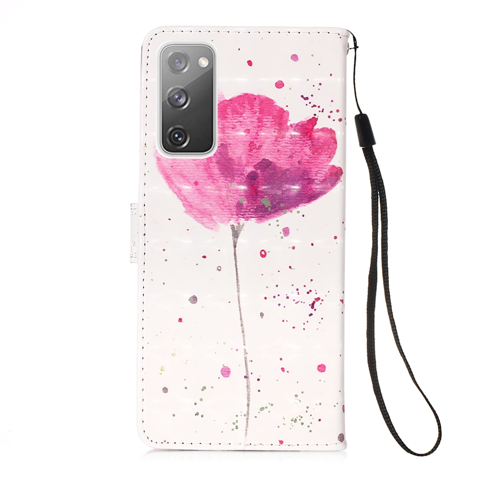 Light Spot Decor Pattern Printing Wallet Stand Leather Phone Casing with Strap for Samsung Galaxy S20 FE 4G/FE 5G/S20 Lite/S20 FE 2022 - Flower