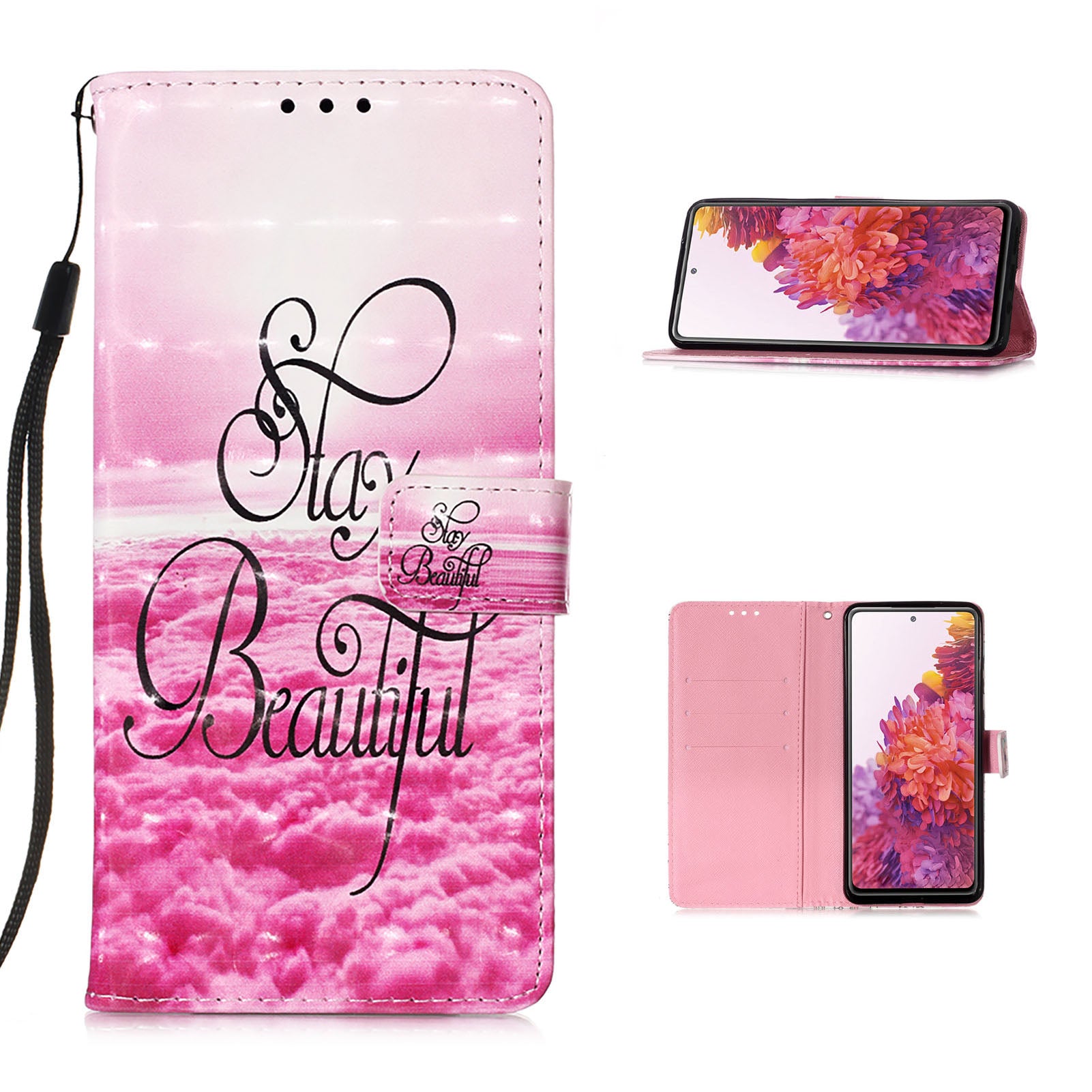 Light Spot Decor Pattern Printing Wallet Stand Leather Phone Casing with Strap for Samsung Galaxy S20 FE 4G/FE 5G/S20 Lite/S20 FE 2022 - Stay Beautiful