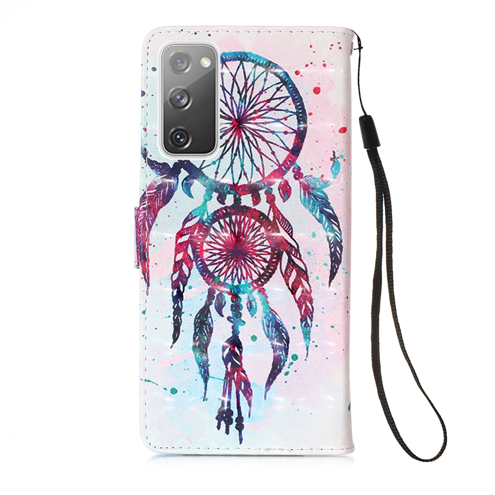 Light Spot Decor Pattern Printing Wallet Stand Leather Phone Casing with Strap for Samsung Galaxy S20 FE 4G/FE 5G/S20 Lite/S20 FE 2022 - Dream Catcher