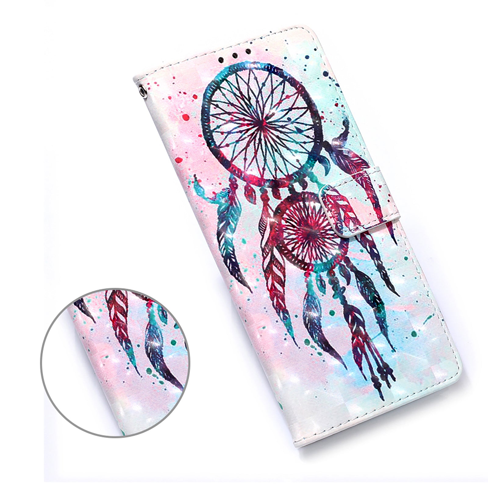 Light Spot Decor Pattern Printing Wallet Stand Leather Phone Casing with Strap for Samsung Galaxy S20 FE 4G/FE 5G/S20 Lite/S20 FE 2022 - Dream Catcher