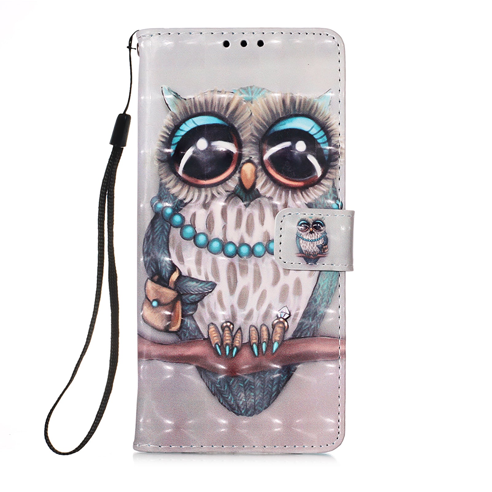 Light Spot Decor Pattern Printing Wallet Stand Leather Phone Casing with Strap for Samsung Galaxy S20 FE 4G/FE 5G/S20 Lite/S20 FE 2022 - Owl