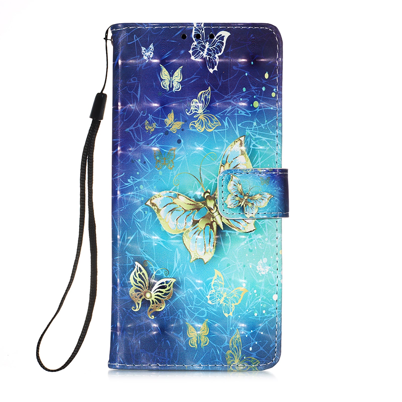 Light Spot Decor Pattern Printing Wallet Stand Leather Phone Casing with Strap for Samsung Galaxy S20 FE 4G/FE 5G/S20 Lite/S20 FE 2022 - Butterfly