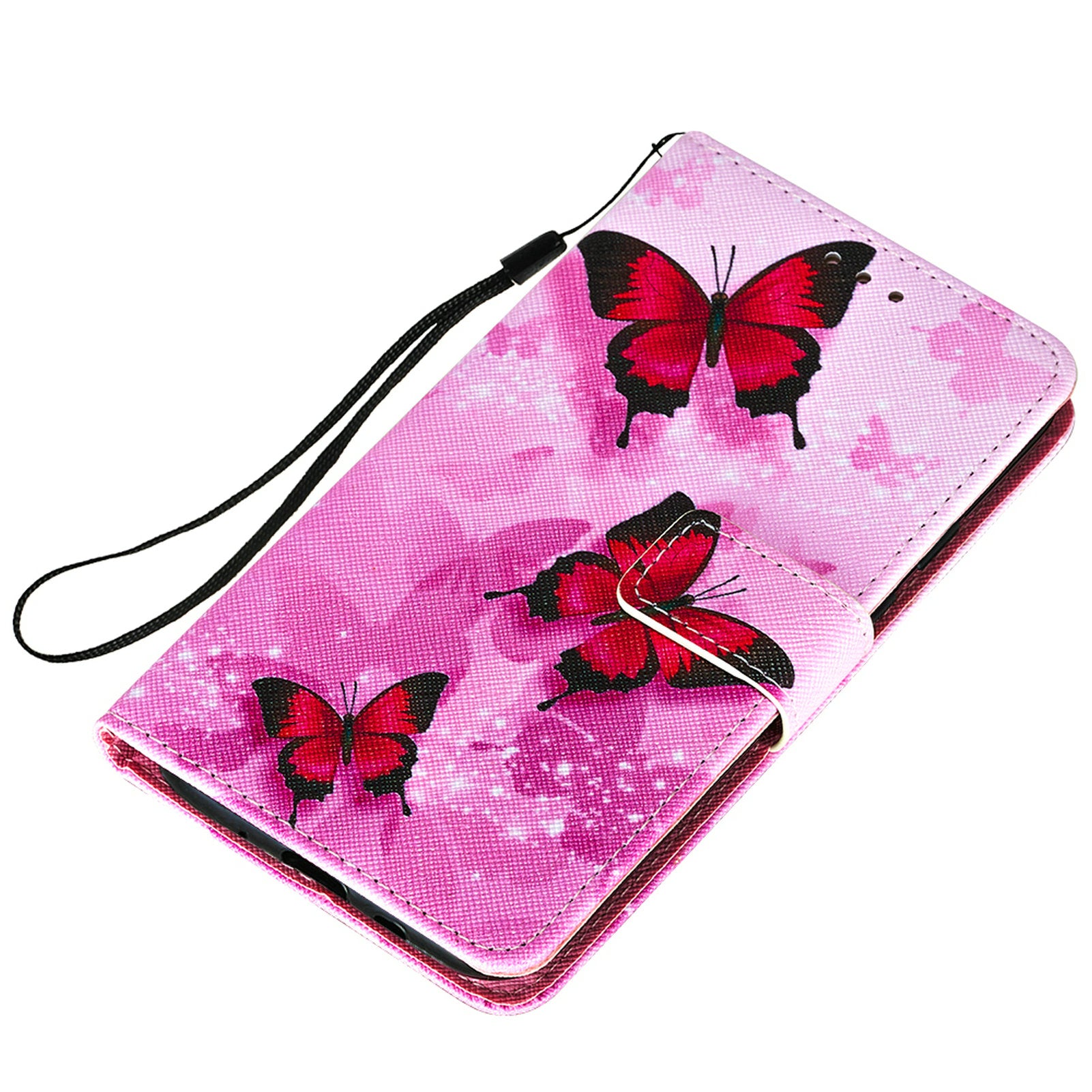 Cross Texture Pattern Printing Flip Leather Wallet Stand Cover for Samsung Galaxy S20 FE 4G/FE 5G/S20 Lite/S20 FE 2022 - Red Butterfly