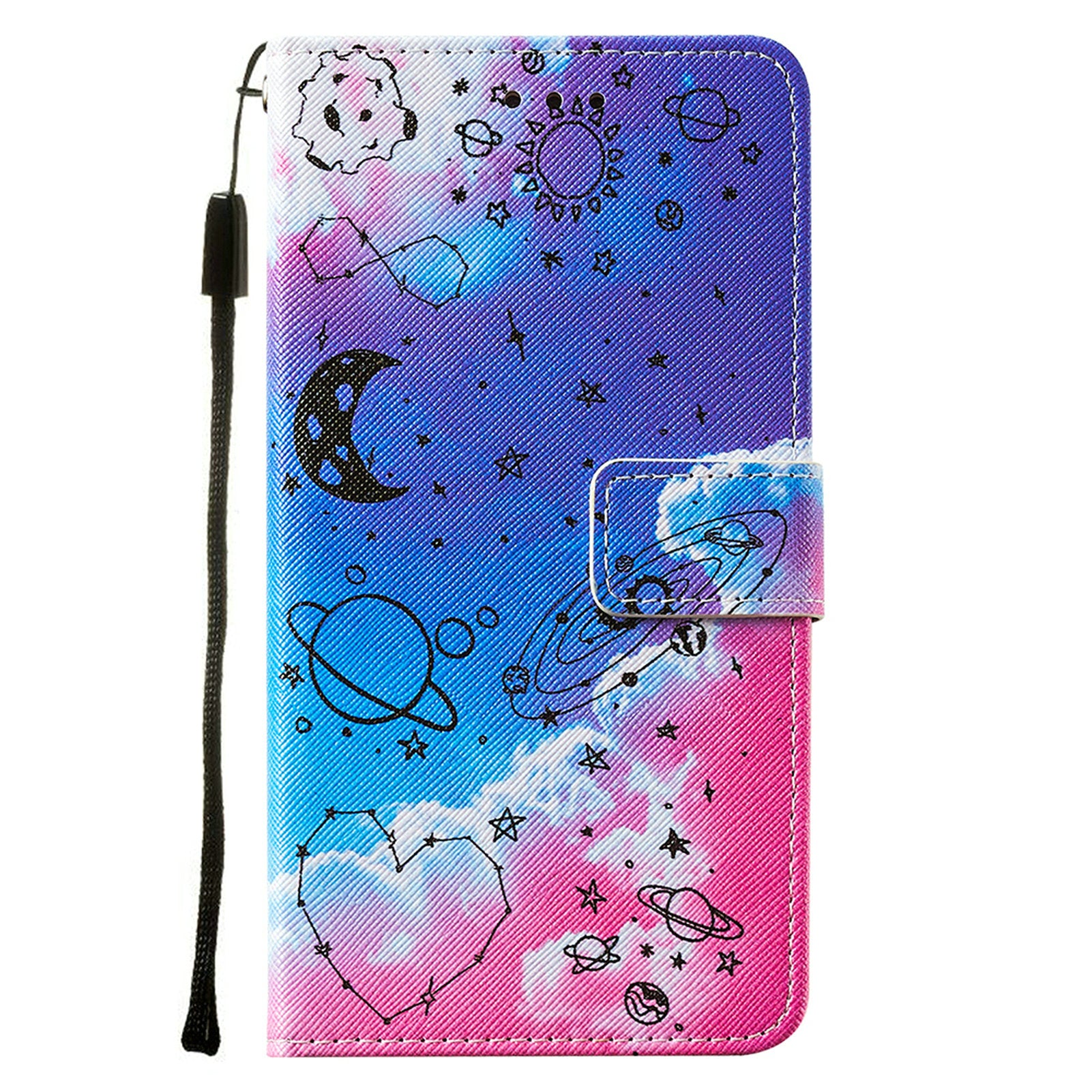 Cross Texture Pattern Printing Flip Leather Wallet Stand Cover for Samsung Galaxy S20 FE 4G/FE 5G/S20 Lite/S20 FE 2022 - Heart and Planet