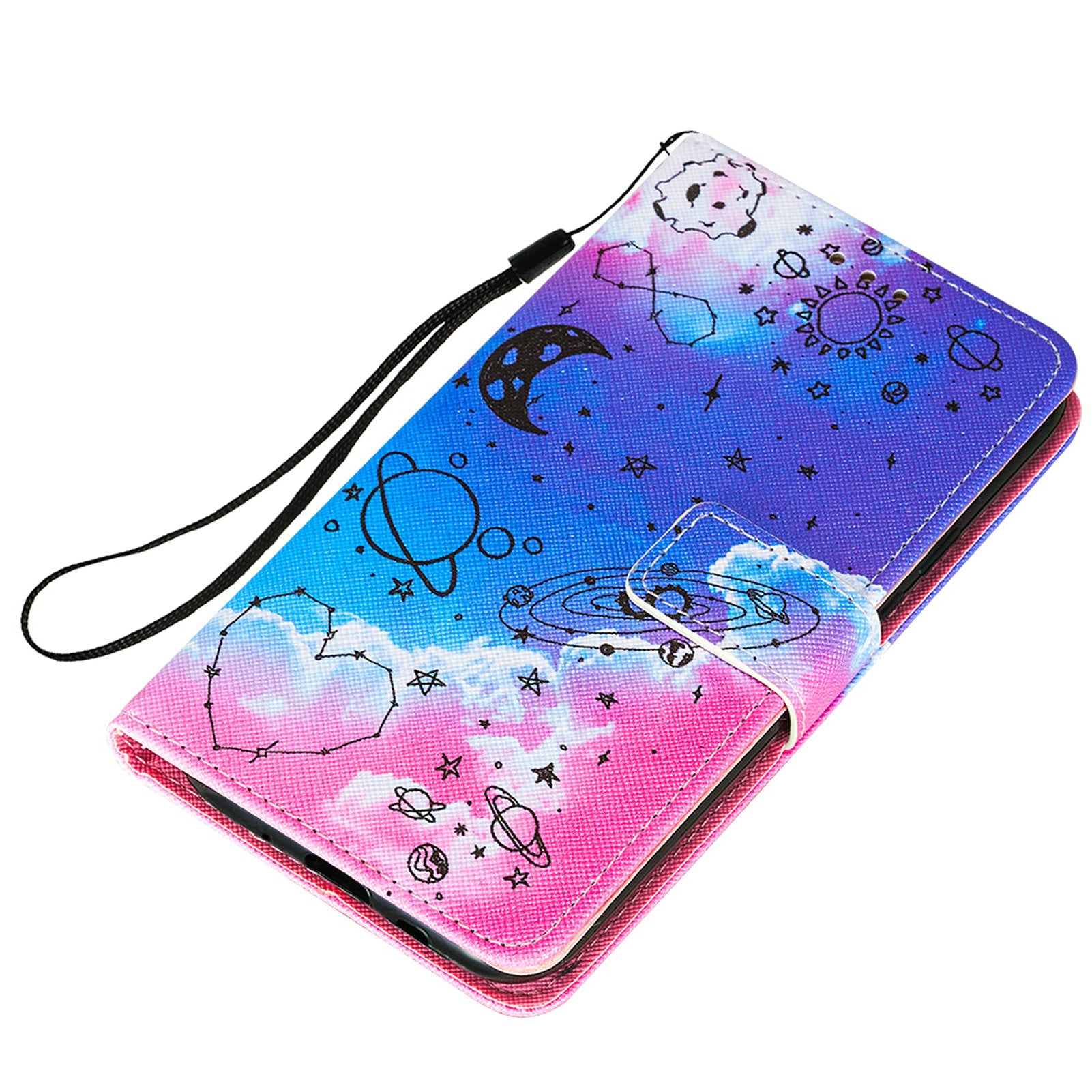 Cross Texture Pattern Printing Flip Leather Wallet Stand Cover for Samsung Galaxy S20 FE 4G/FE 5G/S20 Lite/S20 FE 2022 - Heart and Planet