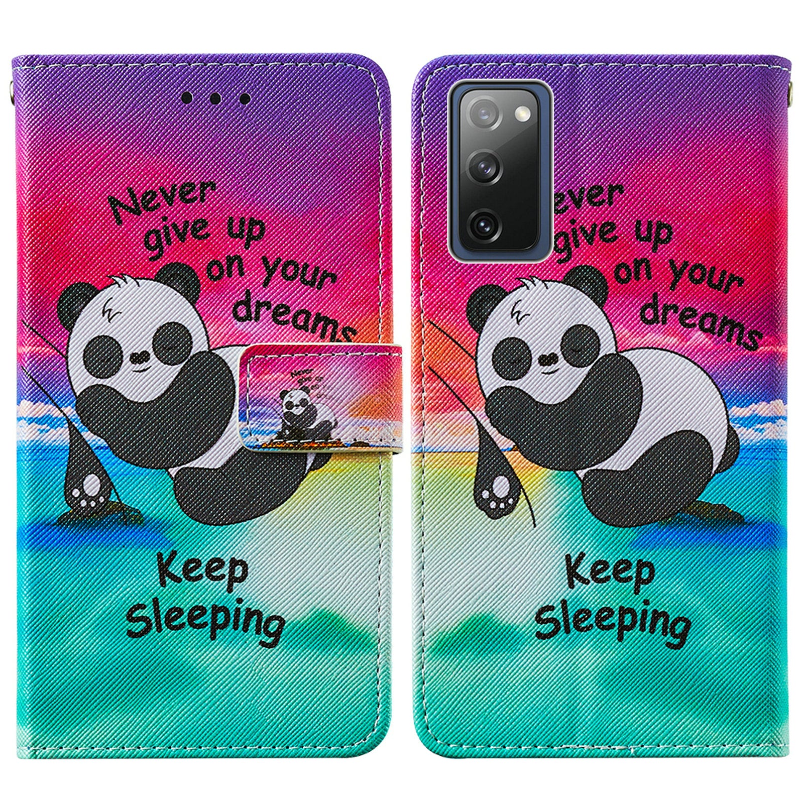 Cross Texture Pattern Printing Flip Leather Wallet Stand Cover for Samsung Galaxy S20 FE 4G/FE 5G/S20 Lite/S20 FE 2022 - Panda