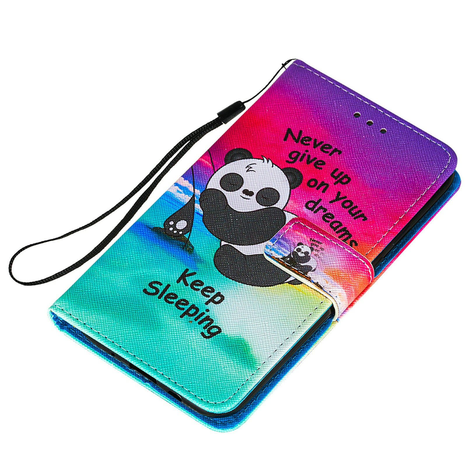 Cross Texture Pattern Printing Flip Leather Wallet Stand Cover for Samsung Galaxy S20 FE 4G/FE 5G/S20 Lite/S20 FE 2022 - Panda