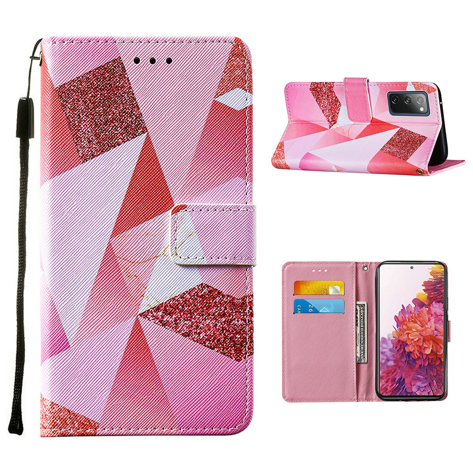 Cross Texture Pattern Printing Flip Leather Wallet Stand Cover for Samsung Galaxy S20 FE 4G/FE 5G/S20 Lite/S20 FE 2022 - Pink