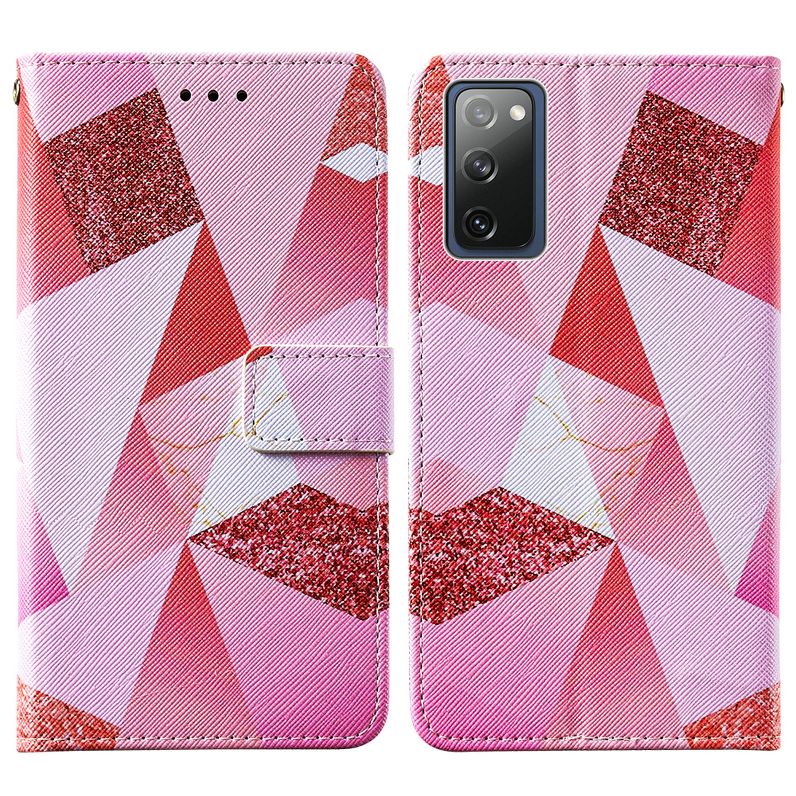 Cross Texture Pattern Printing Flip Leather Wallet Stand Cover for Samsung Galaxy S20 FE 4G/FE 5G/S20 Lite/S20 FE 2022 - Pink