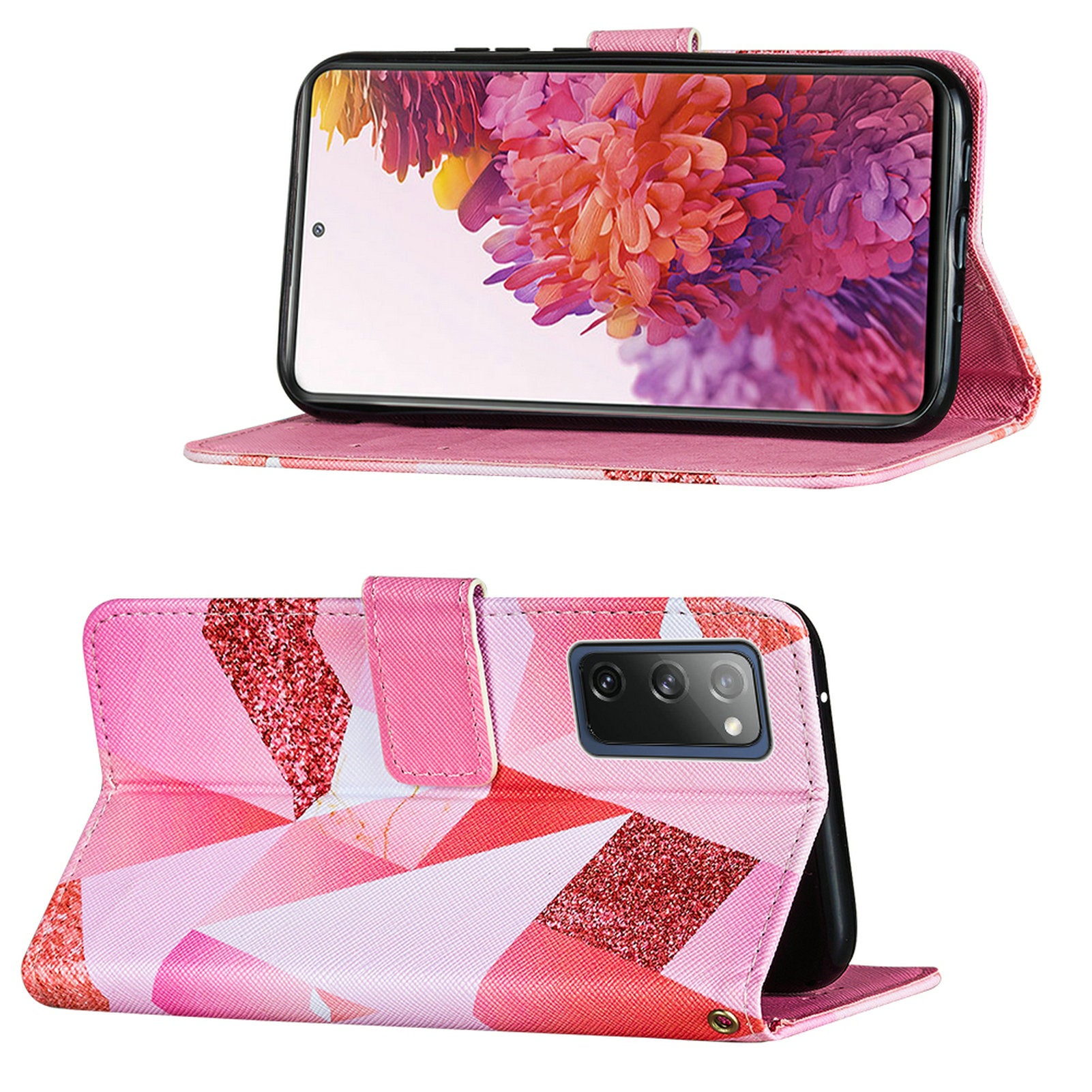 Cross Texture Pattern Printing Flip Leather Wallet Stand Cover for Samsung Galaxy S20 FE 4G/FE 5G/S20 Lite/S20 FE 2022 - Pink