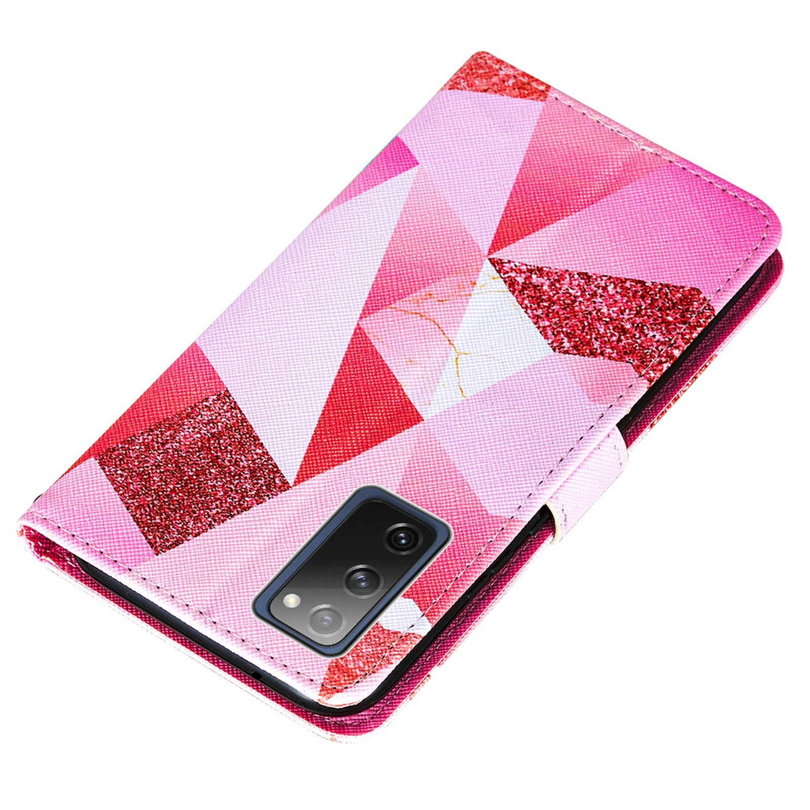 Cross Texture Pattern Printing Flip Leather Wallet Stand Cover for Samsung Galaxy S20 FE 4G/FE 5G/S20 Lite/S20 FE 2022 - Pink