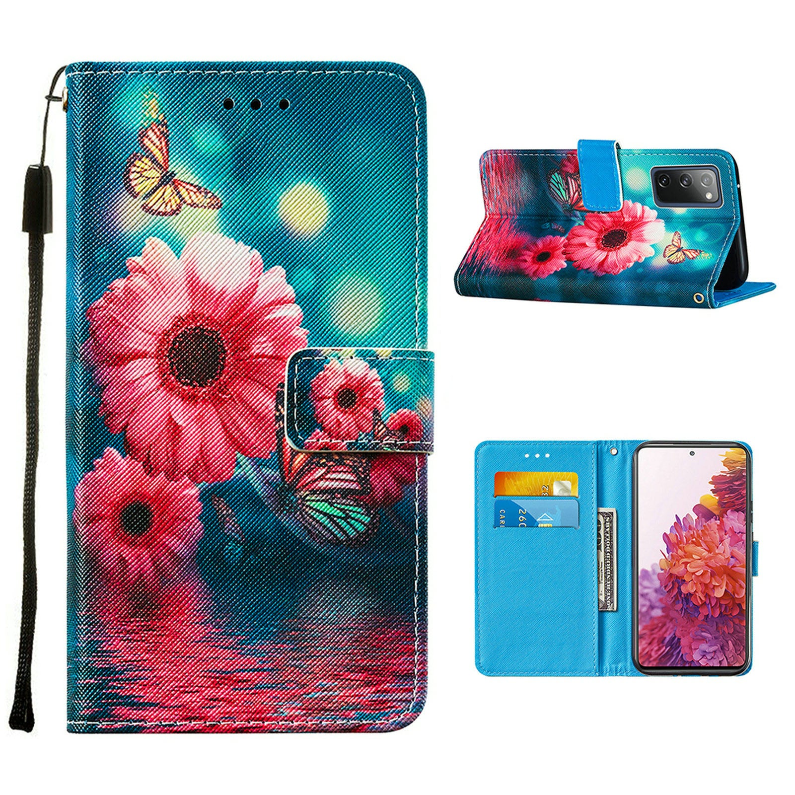 Cross Texture Pattern Printing Flip Leather Wallet Stand Cover for Samsung Galaxy S20 FE 4G/FE 5G/S20 Lite/S20 FE 2022 - Vivid Flower