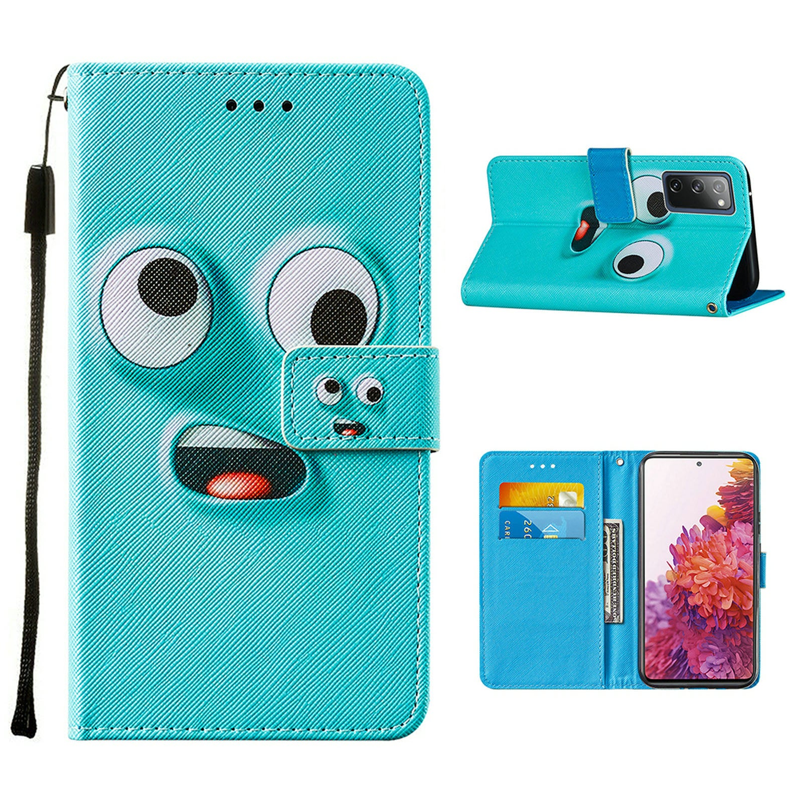 Cross Texture Pattern Printing Flip Leather Wallet Stand Cover for Samsung Galaxy S20 FE 4G/FE 5G/S20 Lite/S20 FE 2022 - Cyan