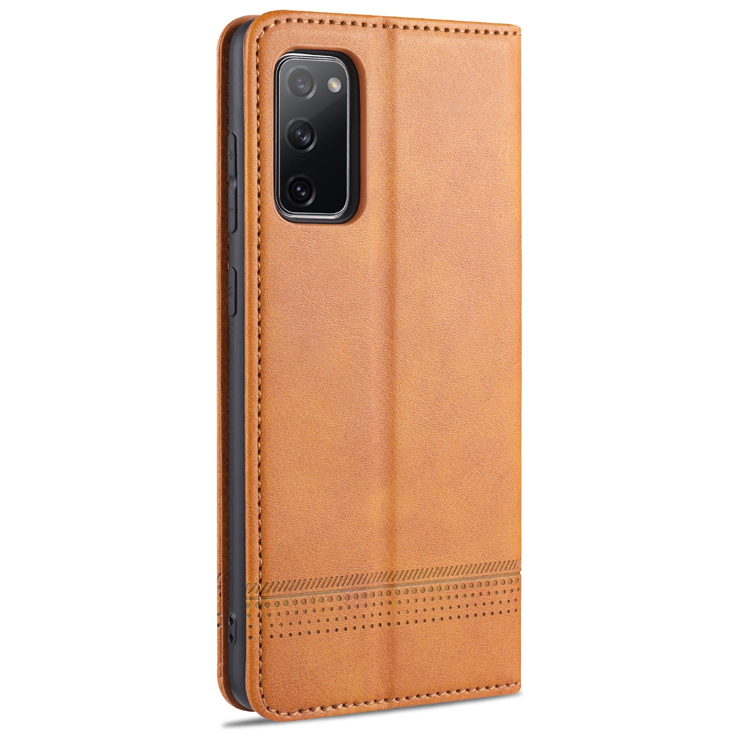 AZNS Auto-absorbed Leather Wallet Case for Samsung Galaxy S20 FE 4G/FE 5G/S20 Lite/S20 FE 2022 - Brown