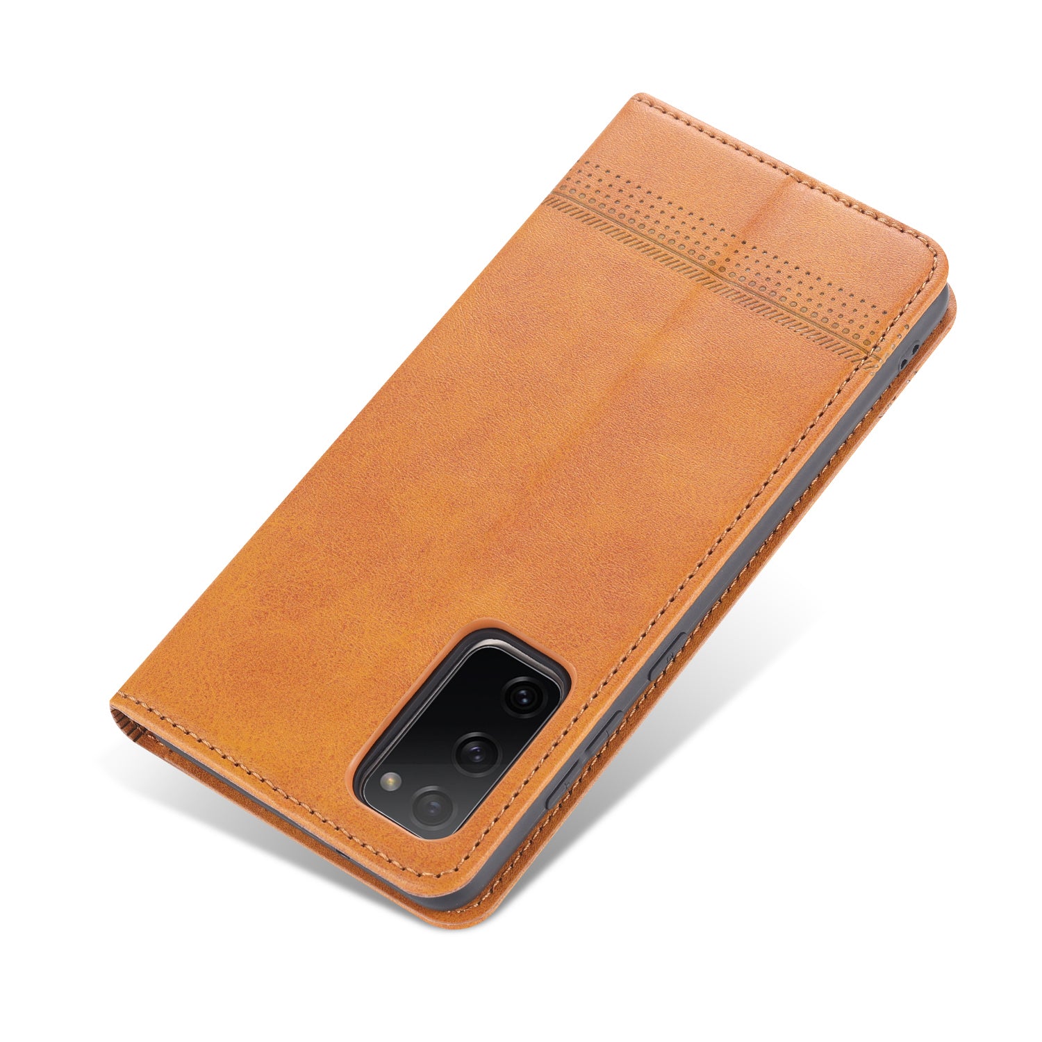 AZNS Auto-absorbed Leather Wallet Case for Samsung Galaxy S20 FE 4G/FE 5G/S20 Lite/S20 FE 2022 - Brown