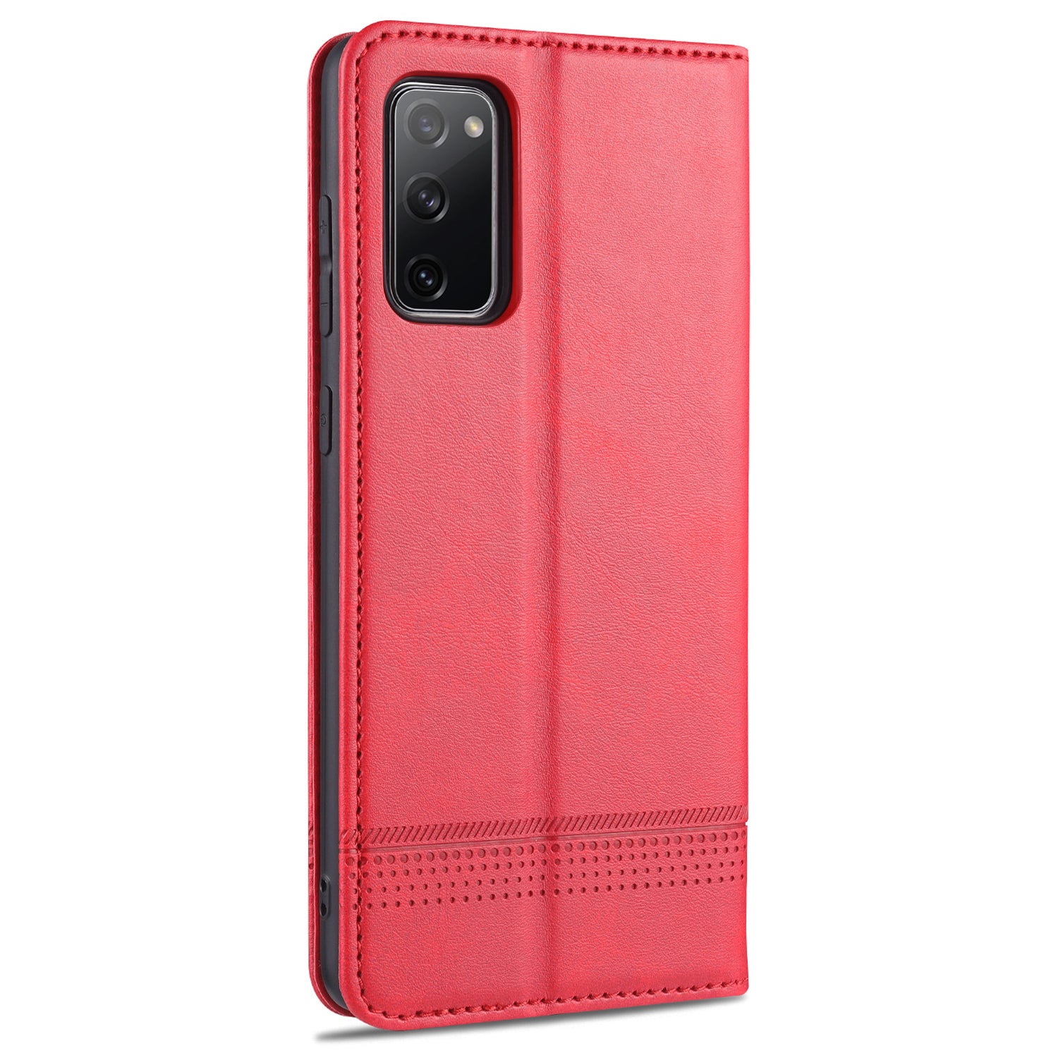 AZNS Auto-absorbed Leather Wallet Case for Samsung Galaxy S20 FE 4G/FE 5G/S20 Lite/S20 FE 2022 - Red