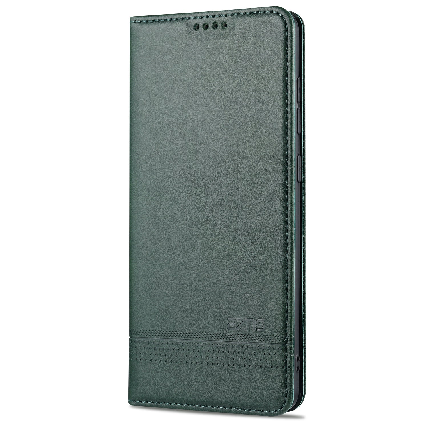 AZNS Auto-absorbed Leather Wallet Case for Samsung Galaxy S20 FE 4G/FE 5G/S20 Lite/S20 FE 2022 - Blackish Green