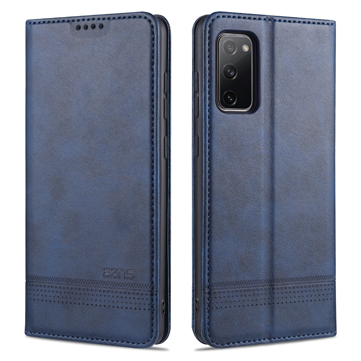 AZNS Auto-absorbed Leather Wallet Case for Samsung Galaxy S20 FE 4G/FE 5G/S20 Lite/S20 FE 2022 - Blue