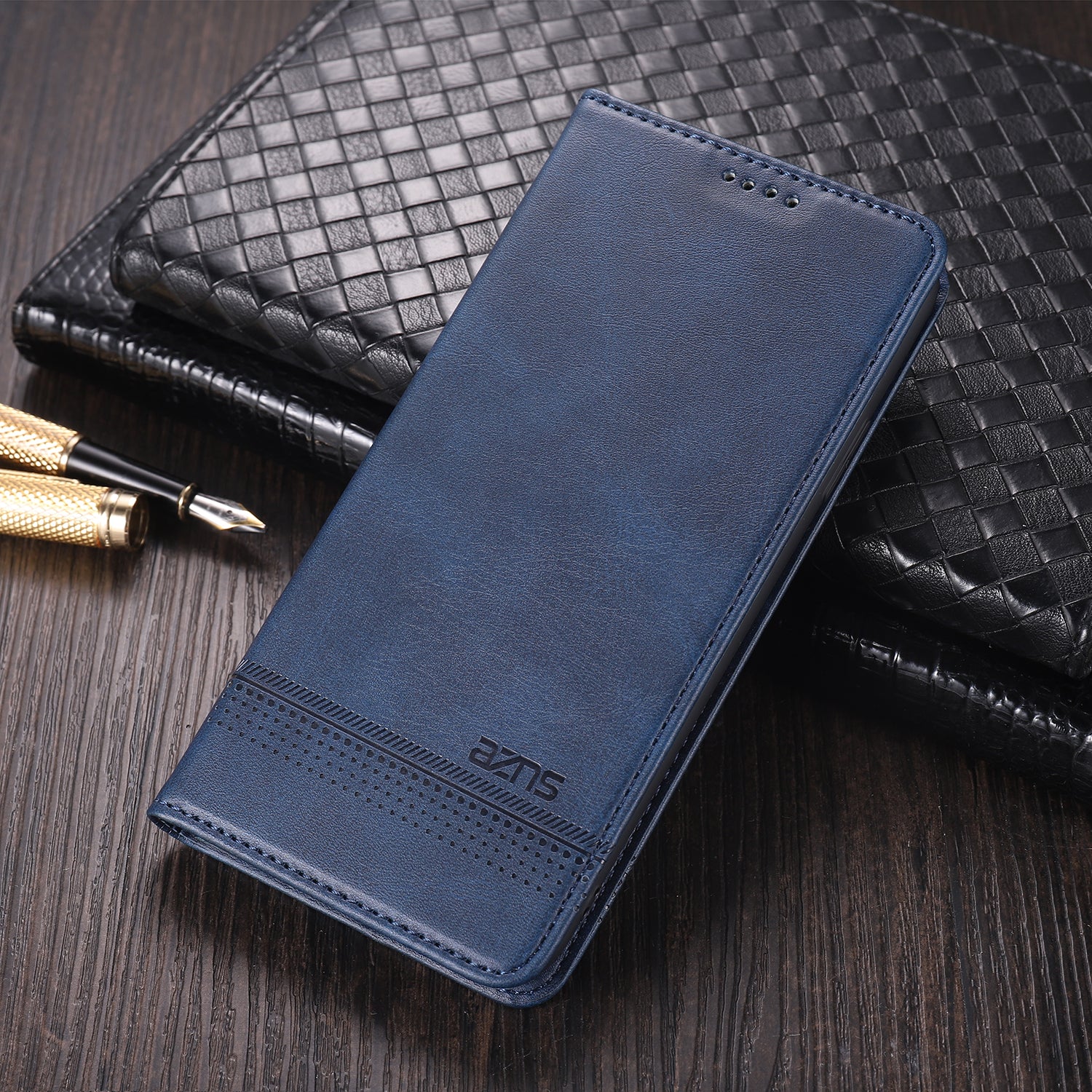 AZNS Auto-absorbed Leather Wallet Case for Samsung Galaxy S20 FE 4G/FE 5G/S20 Lite/S20 FE 2022 - Blue