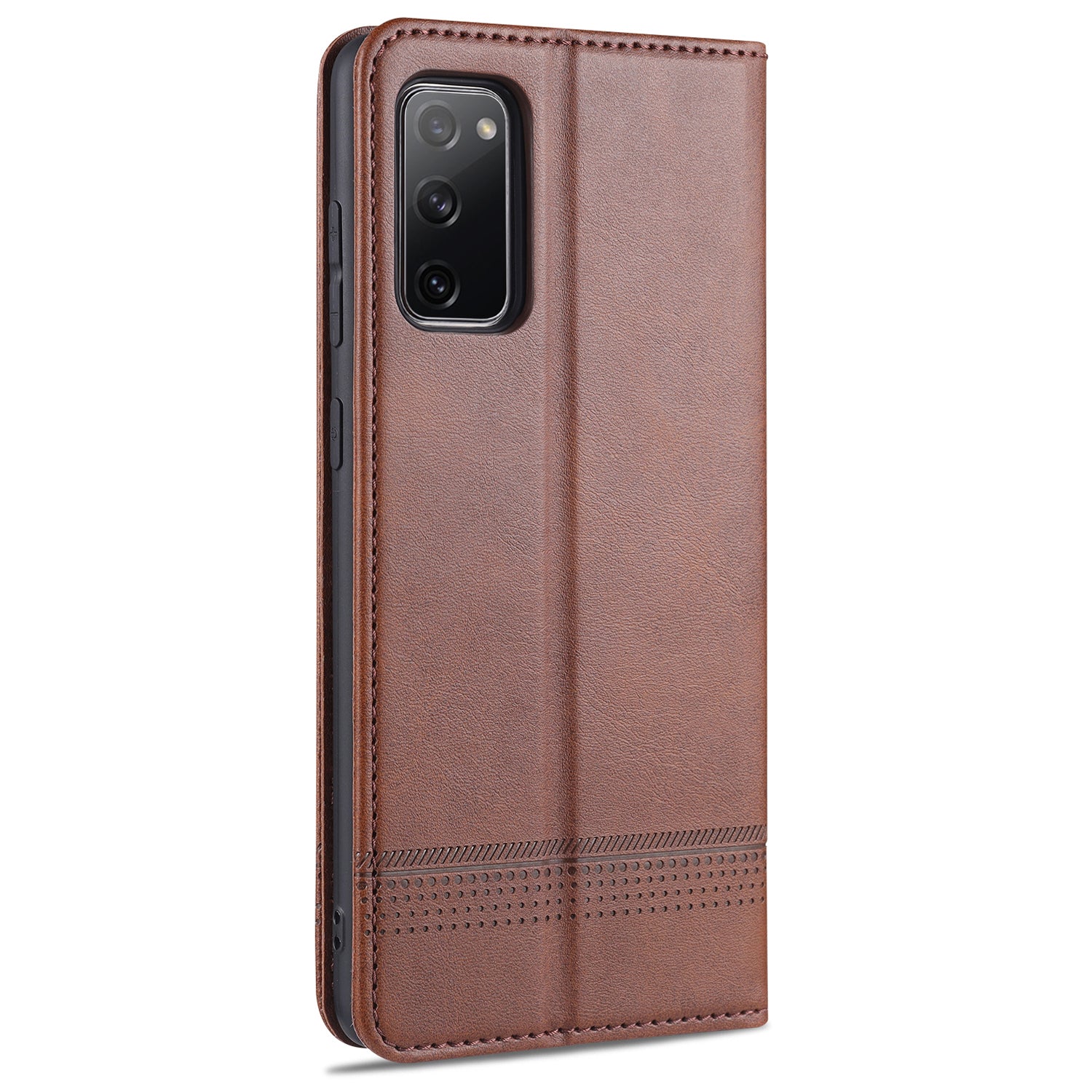 AZNS Auto-absorbed Leather Wallet Case for Samsung Galaxy S20 FE 4G/FE 5G/S20 Lite/S20 FE 2022 - Coffee