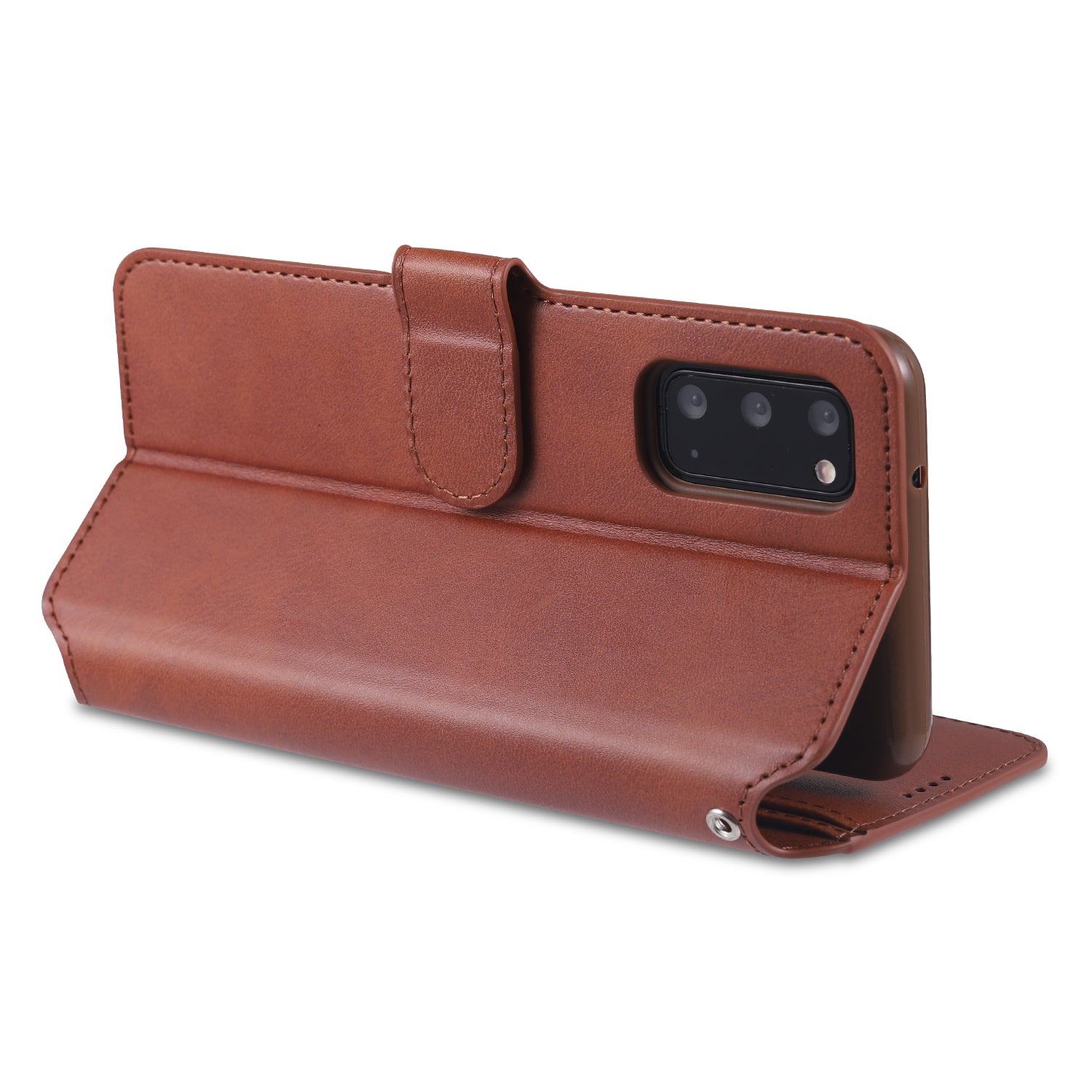 AZNS Wallet Leather Stand Case for Samsung Galaxy S20 FE 4G/FE 5G/S20 Lite/S20 FE 2022 - Brown