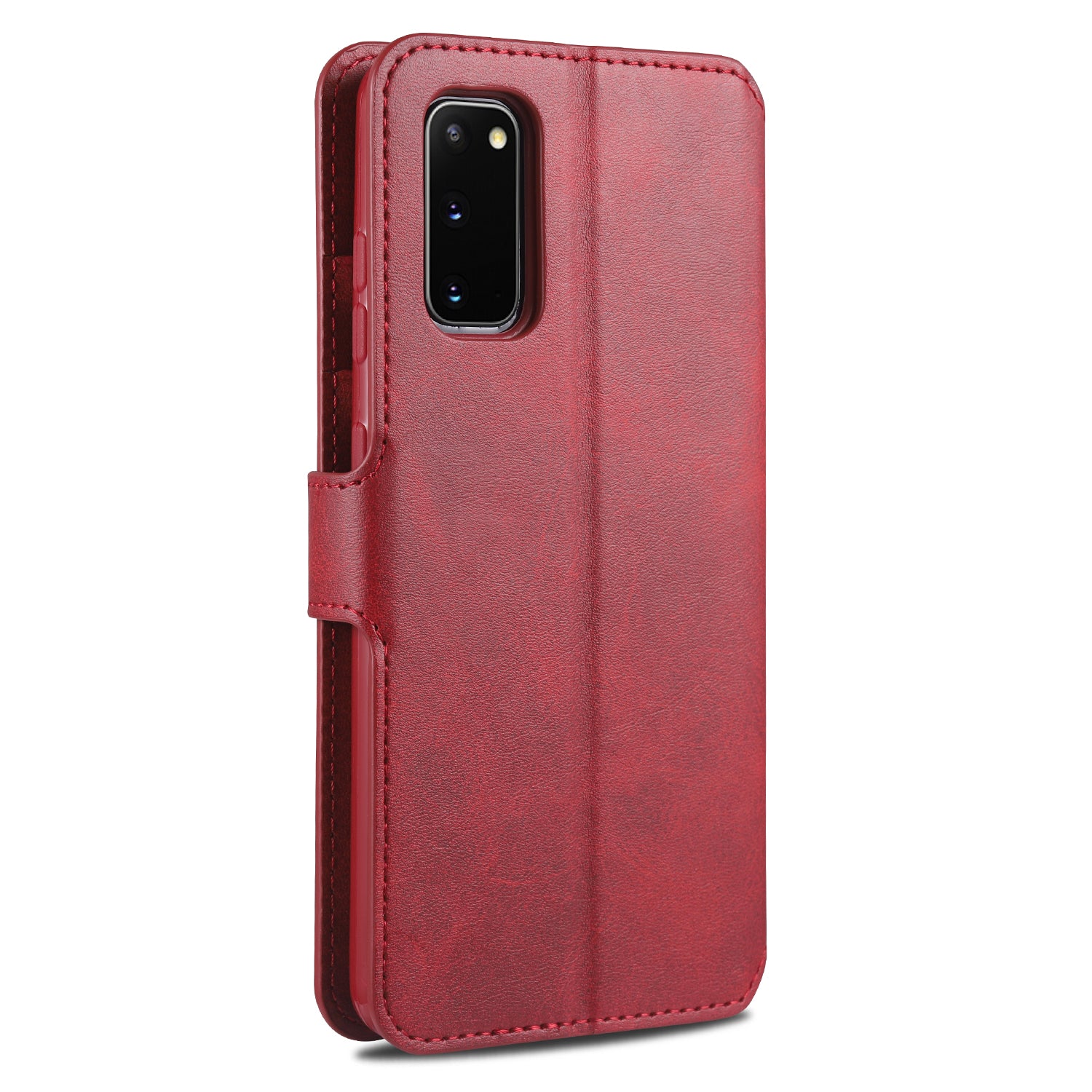 AZNS Wallet Leather Stand Case for Samsung Galaxy S20 FE 4G/FE 5G/S20 Lite/S20 FE 2022 - Red