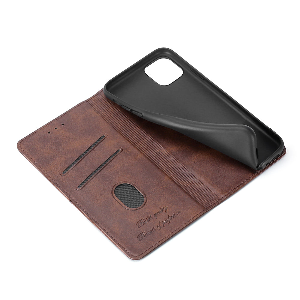 Auto-absorbed Leather Stand Case with Card Slots for Samsung Galaxy S20 FE 4G/FE 5G/S20 Lite/S20 FE 2022 - Dark Brown