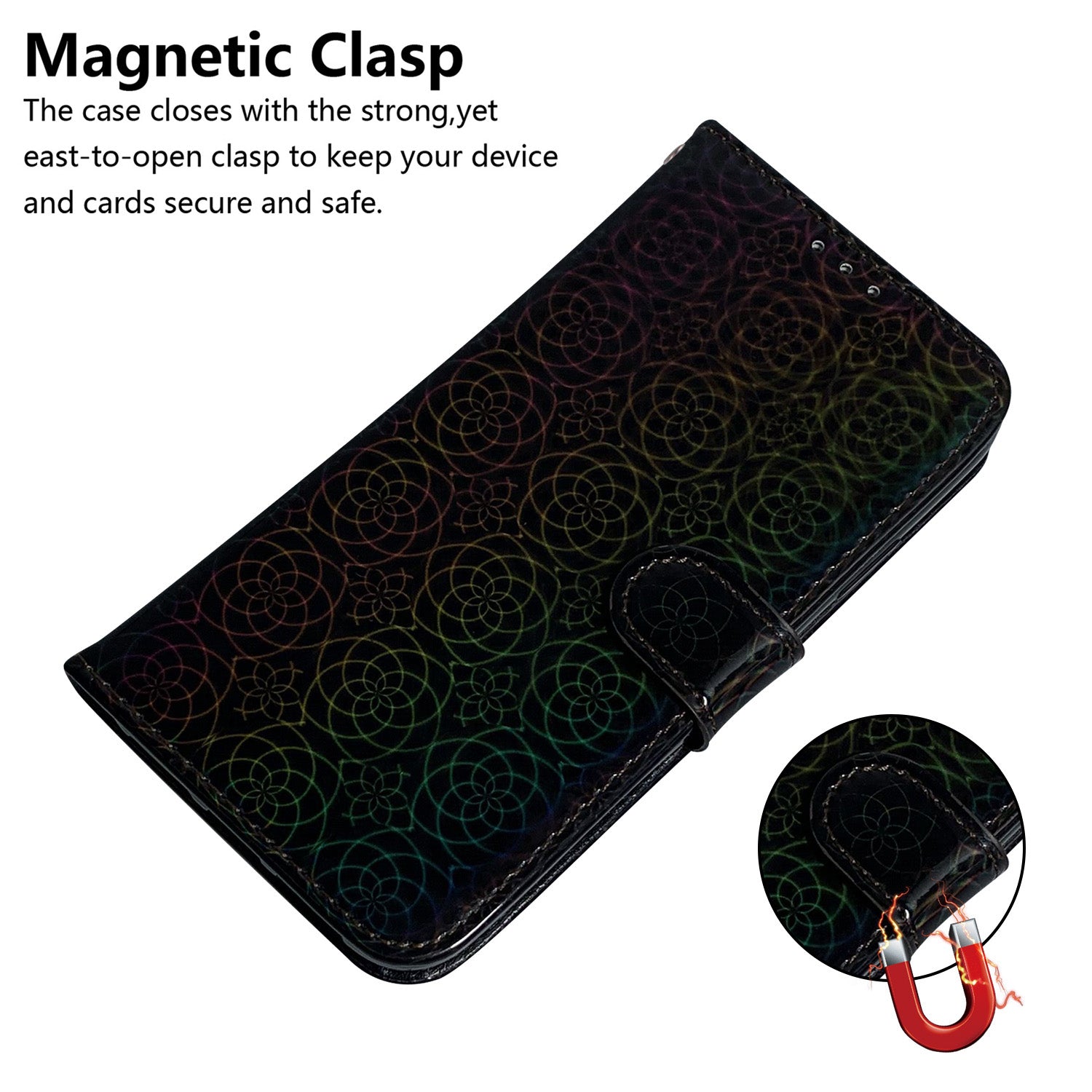 Flower Pattern Magnetic Leather Stand Case for Samsung Galaxy S20 FE/S20 Fan Edition/S20 FE 5G/S20 Fan Edition 5G/S20 Lite/S20 FE 2022 - Black