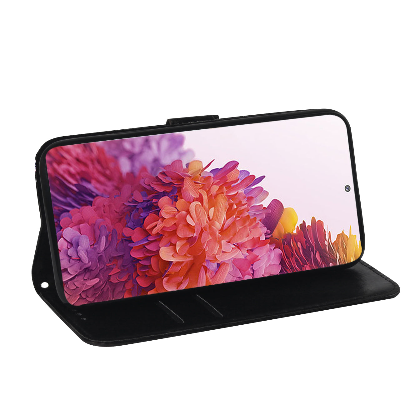 Flower Pattern Magnetic Leather Stand Case for Samsung Galaxy S20 FE/S20 Fan Edition/S20 FE 5G/S20 Fan Edition 5G/S20 Lite/S20 FE 2022 - Black