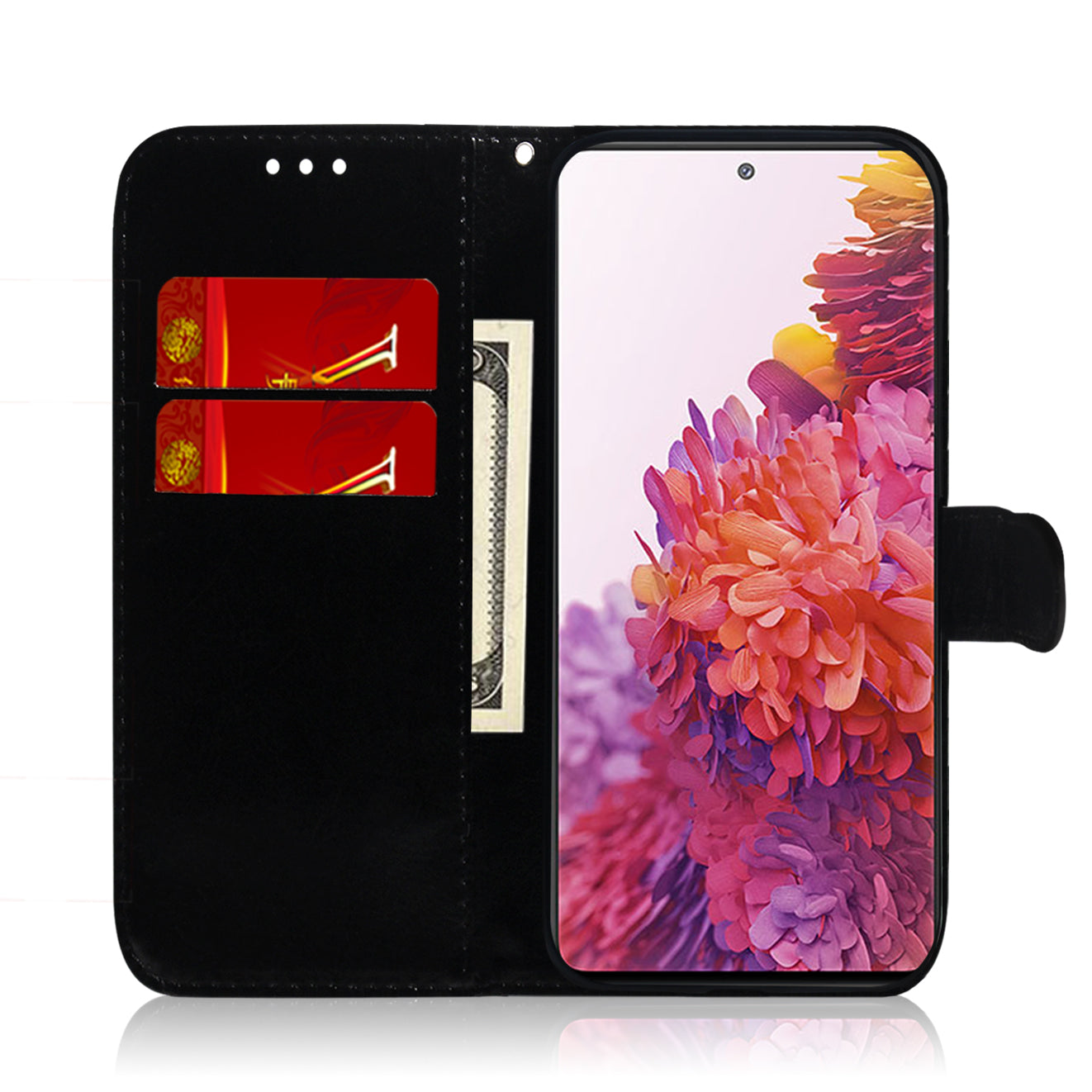 Flower Pattern Magnetic Leather Stand Case for Samsung Galaxy S20 FE/S20 Fan Edition/S20 FE 5G/S20 Fan Edition 5G/S20 Lite/S20 FE 2022 - Black