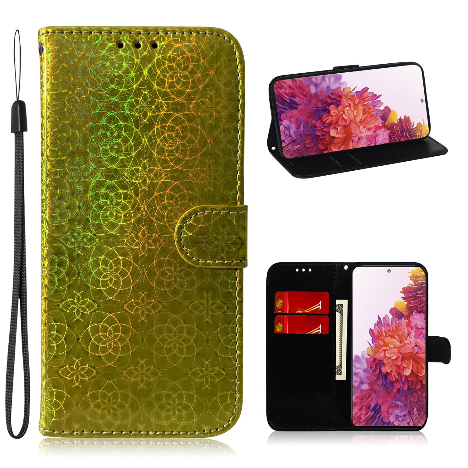 Flower Pattern Magnetic Leather Stand Case for Samsung Galaxy S20 FE/S20 Fan Edition/S20 FE 5G/S20 Fan Edition 5G/S20 Lite/S20 FE 2022 - Green