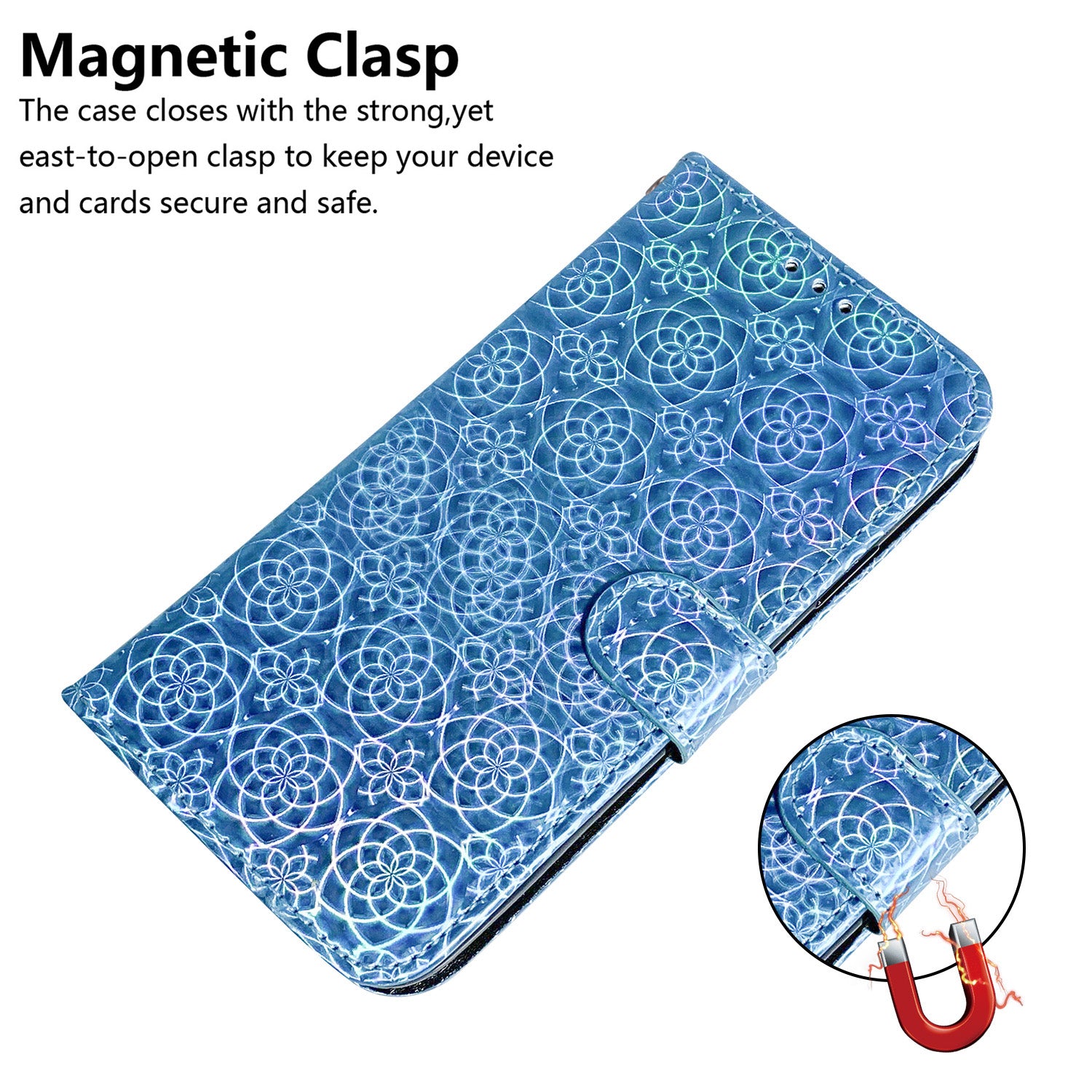 Flower Pattern Magnetic Leather Stand Case for Samsung Galaxy S20 FE/S20 Fan Edition/S20 FE 5G/S20 Fan Edition 5G/S20 Lite/S20 FE 2022 - Blue