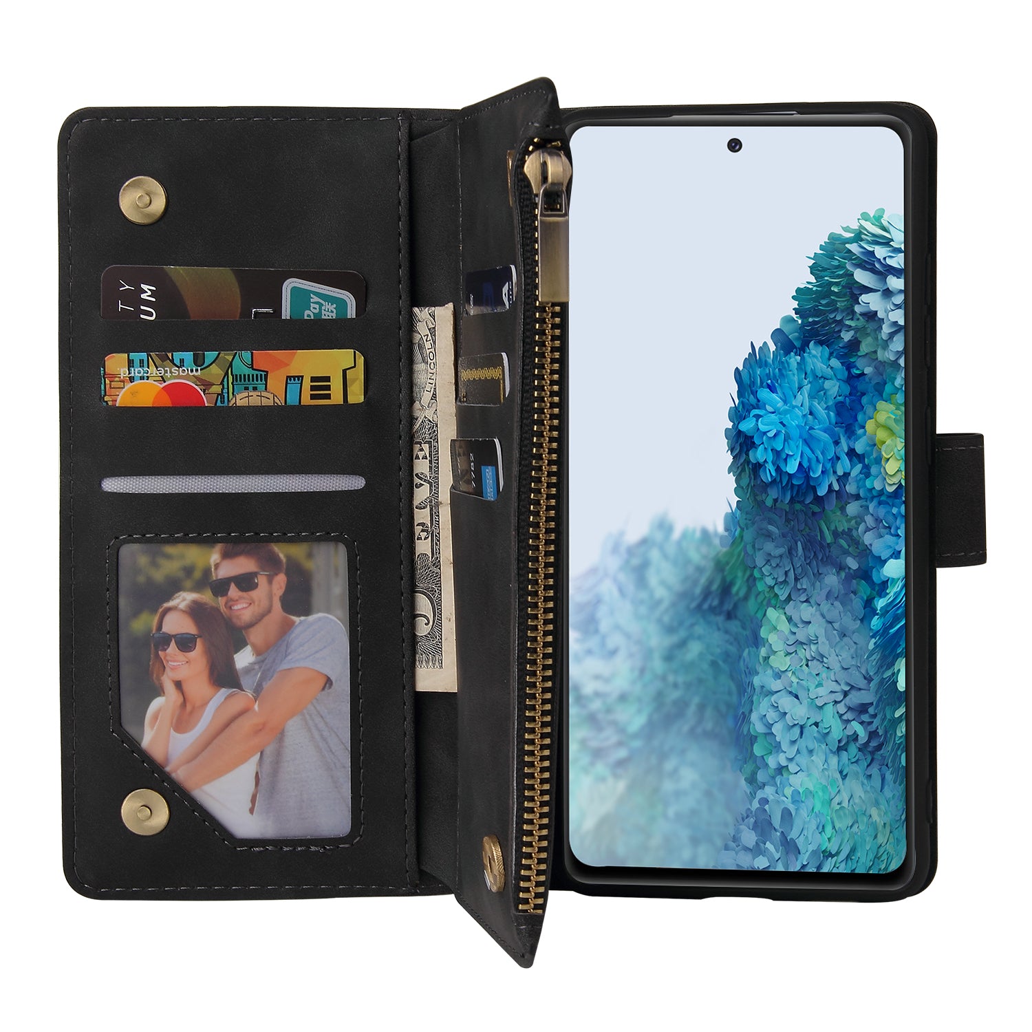 For Samsung Galaxy S20 FE/S20 Fan Edition/S20 FE 5G/S20 Fan Edition 5G/S20 Lite/S20 FE 2022 Cell Phone Cover Multiple Card Slots PU Leather Wallet Phone Covering Case - Black