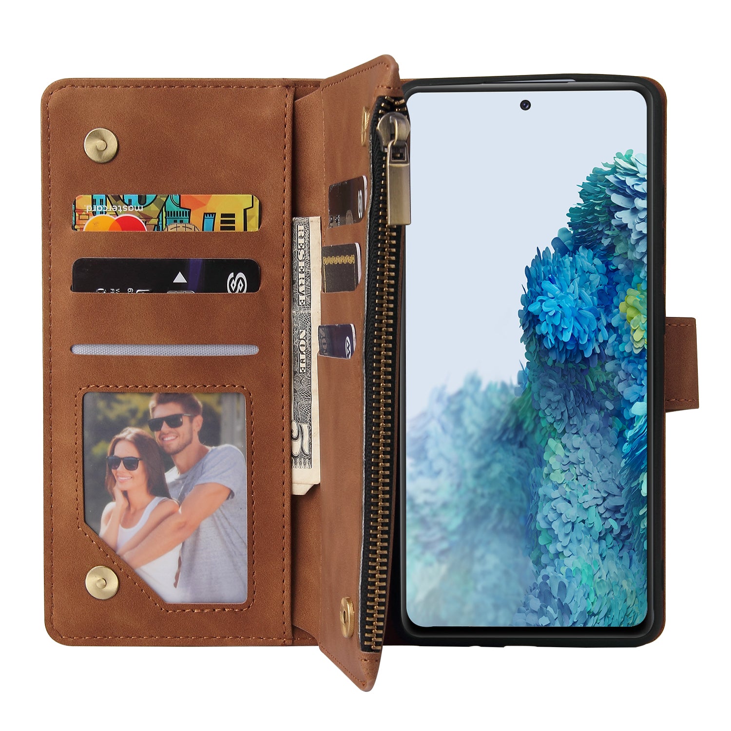 For Samsung Galaxy S20 FE/S20 Fan Edition/S20 FE 5G/S20 Fan Edition 5G/S20 Lite/S20 FE 2022 Cell Phone Cover Multiple Card Slots PU Leather Wallet Phone Covering Case - Brown