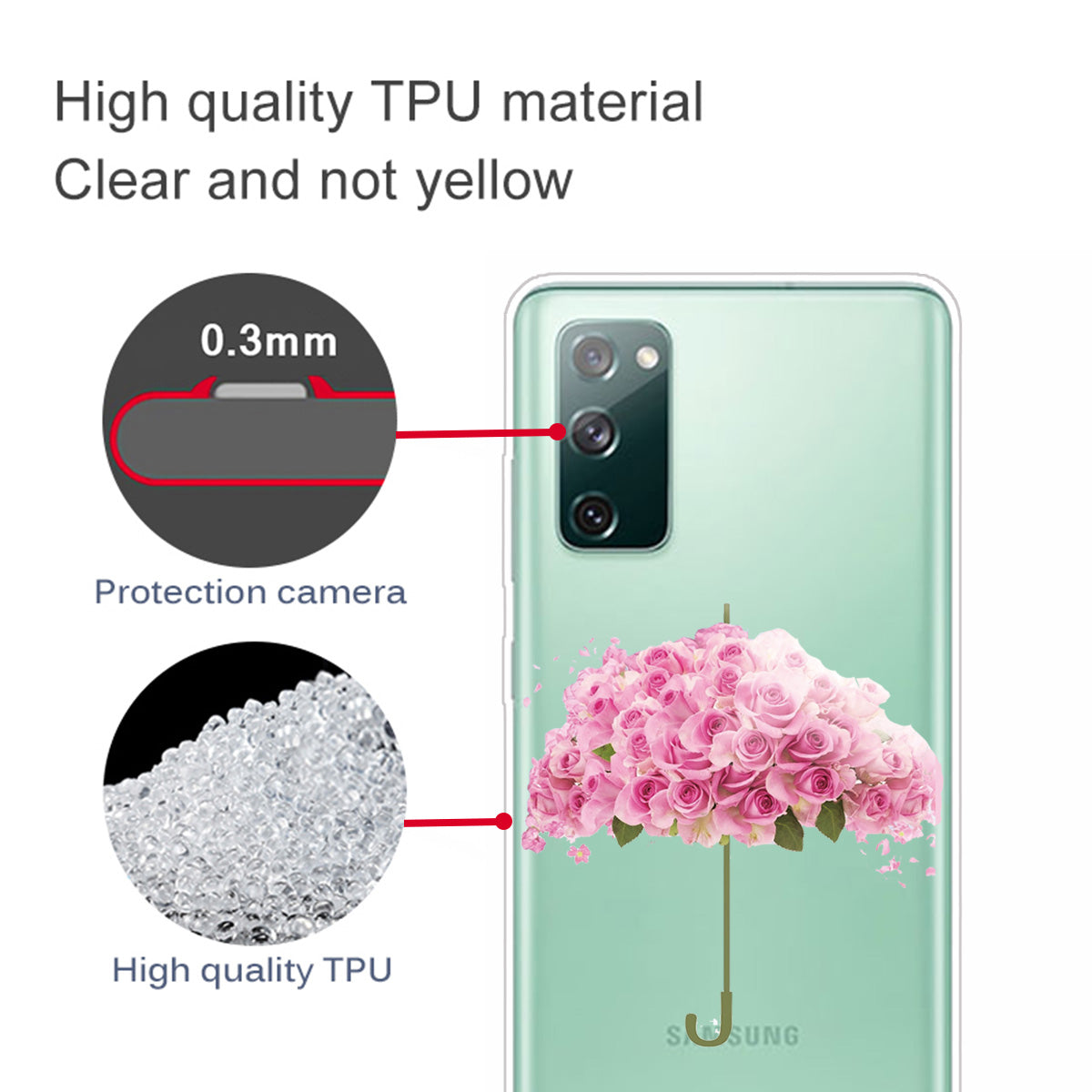 Stylish Pattern Printing TPU Case for Samsung Galaxy S20 FE/S20 Fan Edition/S20 FE 5G/S20 Fan Edition 5G/S20 Lite/S20 FE 2022 - Flower Umbrella