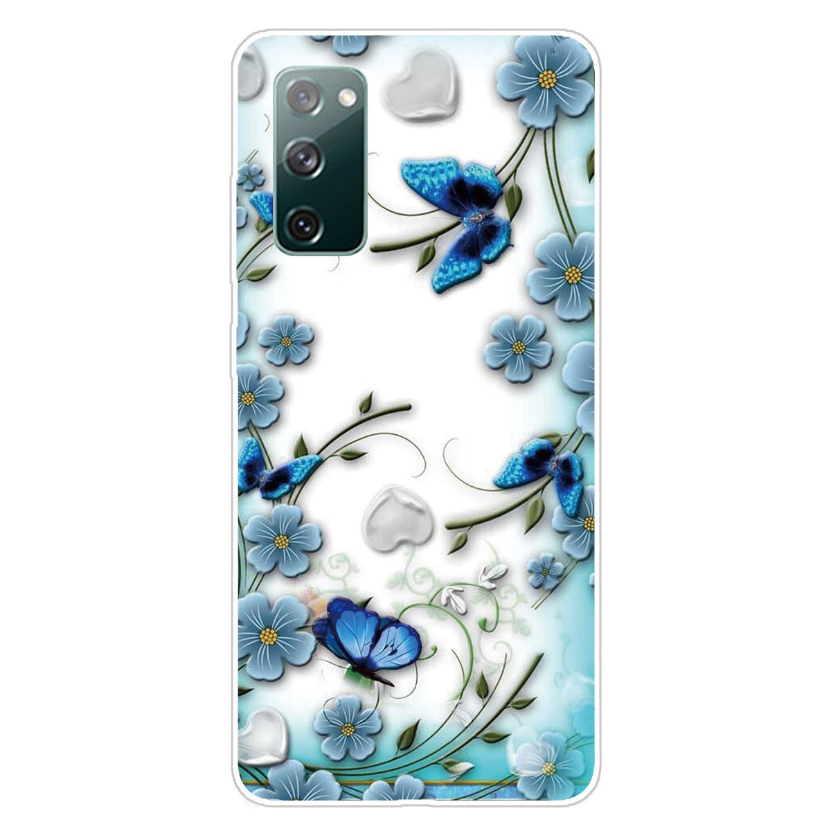 Stylish Pattern Printing TPU Case for Samsung Galaxy S20 FE/S20 Fan Edition/S20 FE 5G/S20 Fan Edition 5G/S20 Lite/S20 FE 2022 - Blue Flower and Butterfly