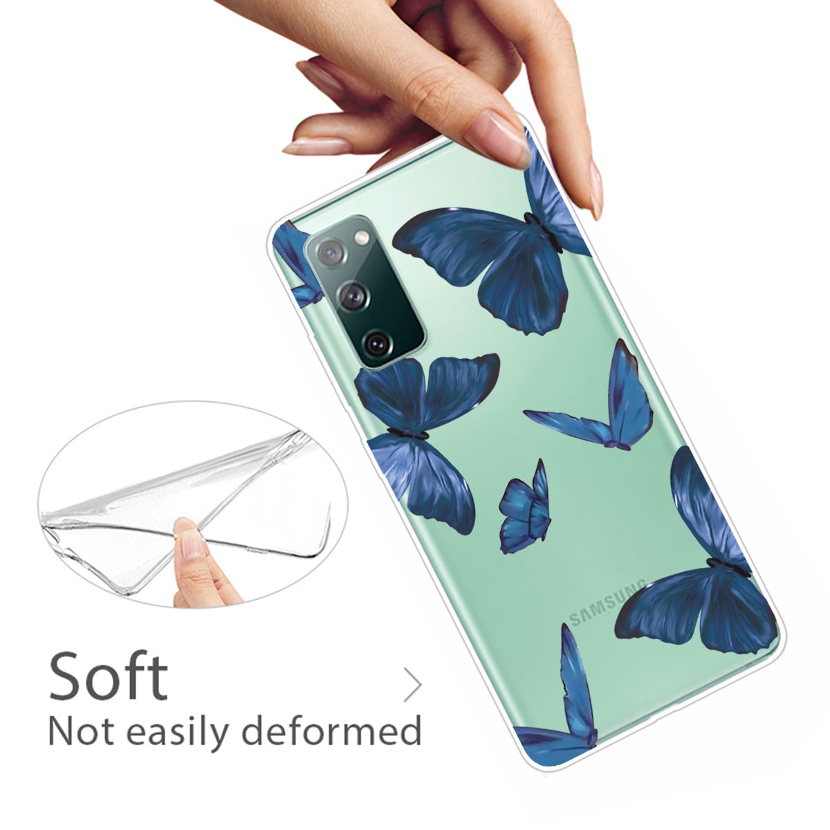 Stylish Pattern Printing TPU Case for Samsung Galaxy S20 FE/S20 Fan Edition/S20 FE 5G/S20 Fan Edition 5G/S20 Lite/S20 FE 2022 - Blue Butterflies