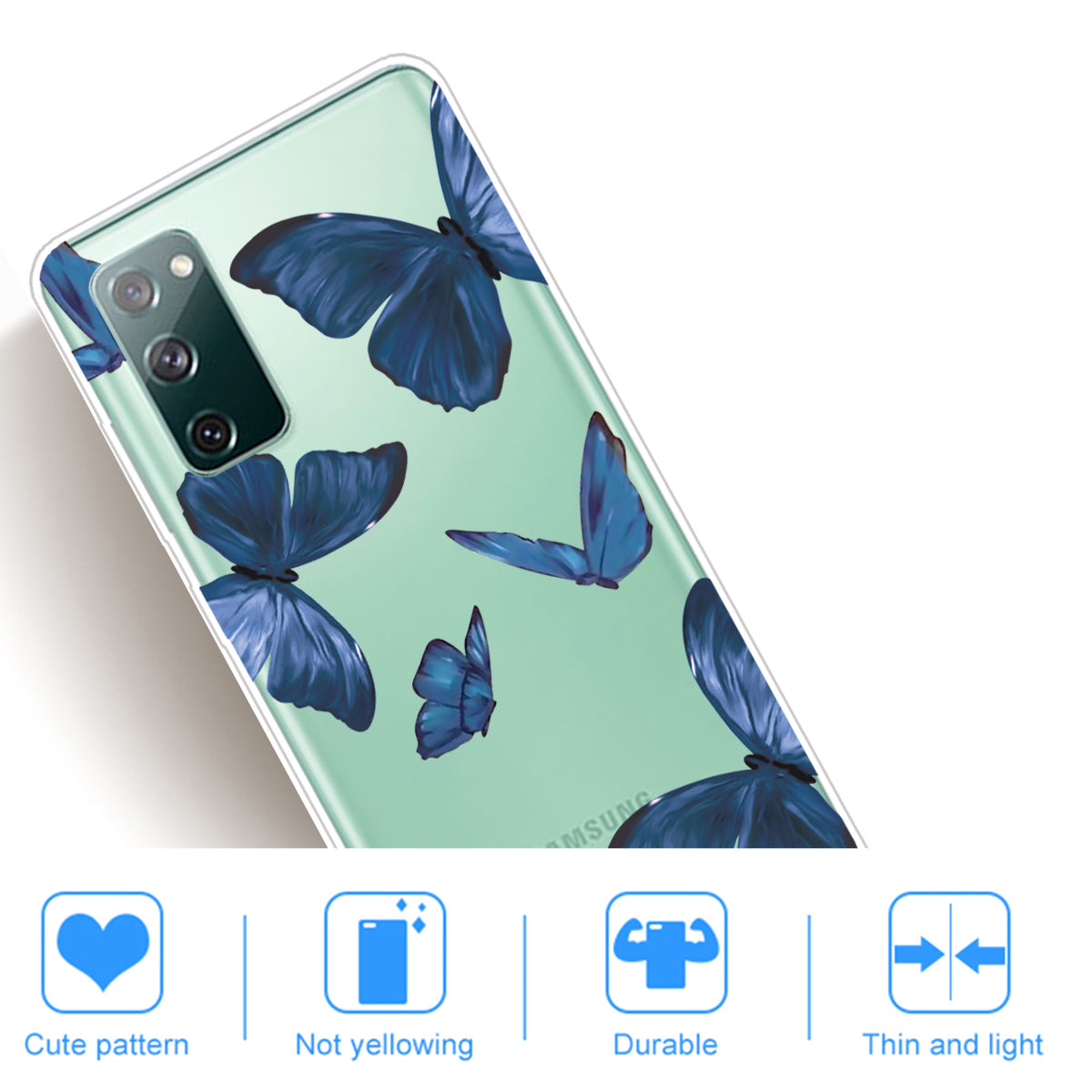 Stylish Pattern Printing TPU Case for Samsung Galaxy S20 FE/S20 Fan Edition/S20 FE 5G/S20 Fan Edition 5G/S20 Lite/S20 FE 2022 - Blue Butterflies