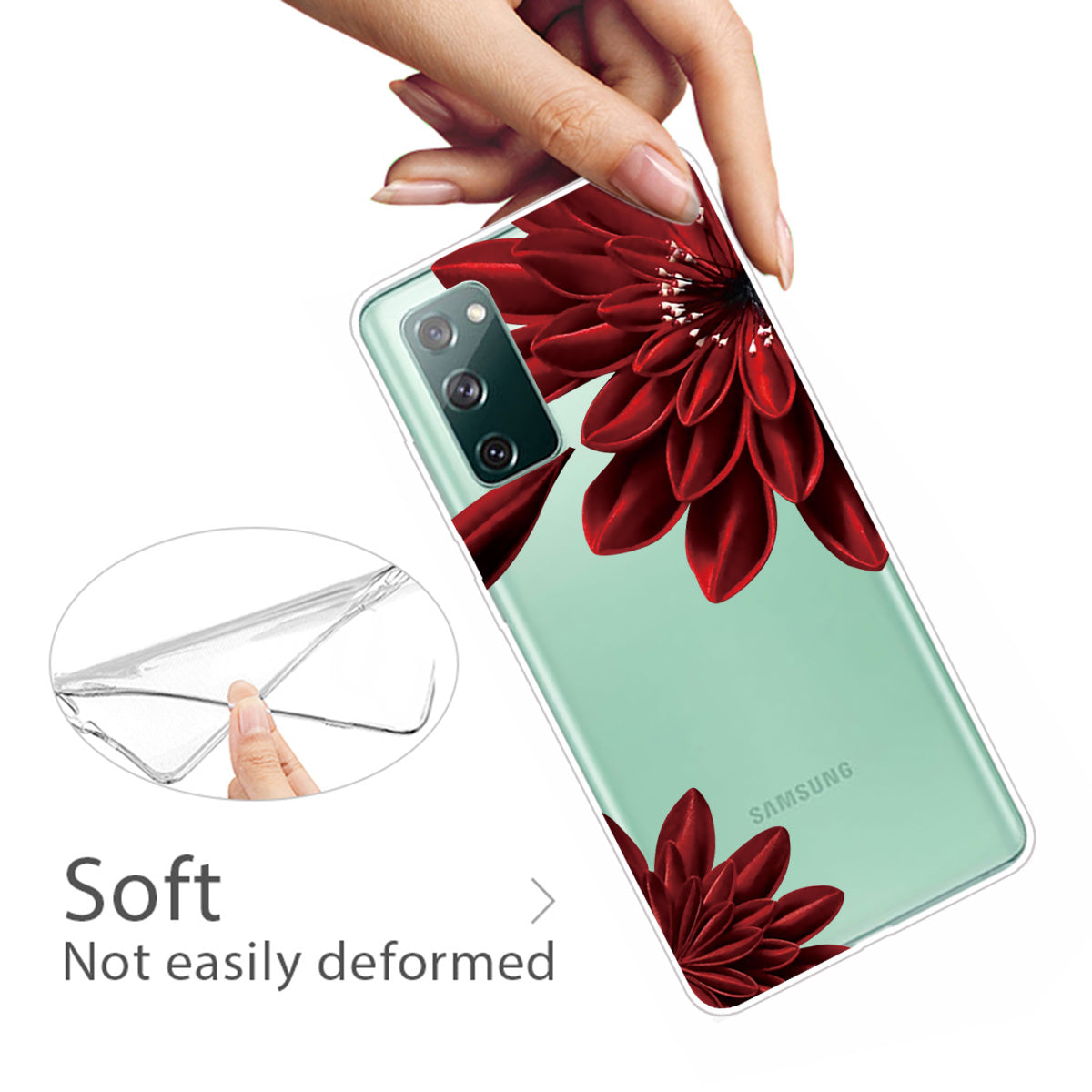 Stylish Pattern Printing TPU Case for Samsung Galaxy S20 FE/S20 Fan Edition/S20 FE 5G/S20 Fan Edition 5G/S20 Lite/S20 FE 2022 - Red Flower