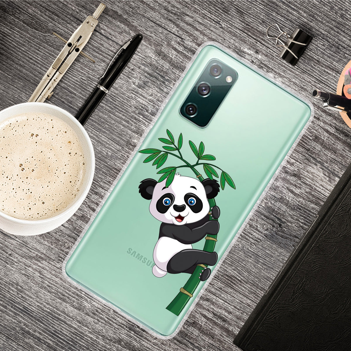 Stylish Pattern Printing TPU Case for Samsung Galaxy S20 FE/S20 Fan Edition/S20 FE 5G/S20 Fan Edition 5G/S20 Lite/S20 FE 2022 - Panda Climbing on Bamboo