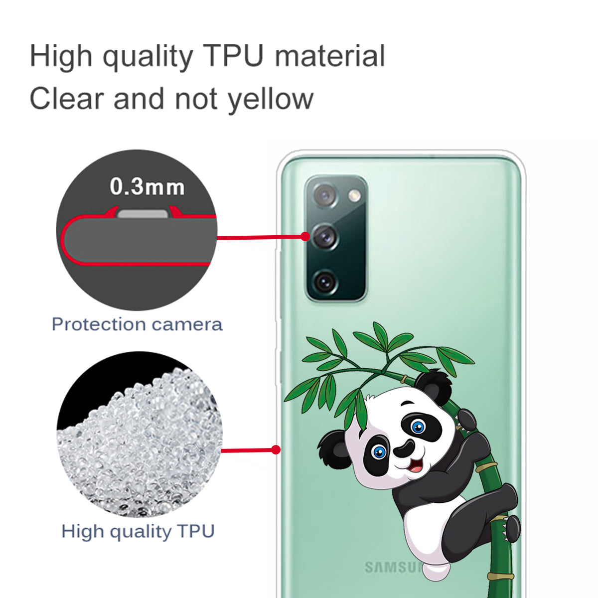 Stylish Pattern Printing TPU Case for Samsung Galaxy S20 FE/S20 Fan Edition/S20 FE 5G/S20 Fan Edition 5G/S20 Lite/S20 FE 2022 - Panda Climbing on Bamboo