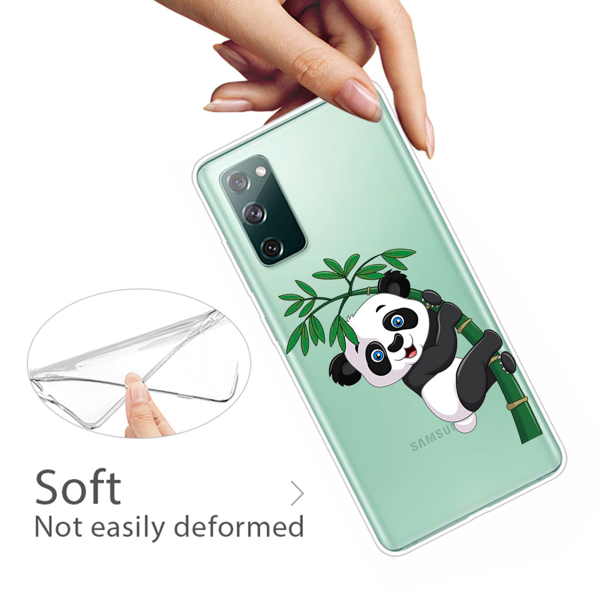 Stylish Pattern Printing TPU Case for Samsung Galaxy S20 FE/S20 Fan Edition/S20 FE 5G/S20 Fan Edition 5G/S20 Lite/S20 FE 2022 - Panda Climbing on Bamboo